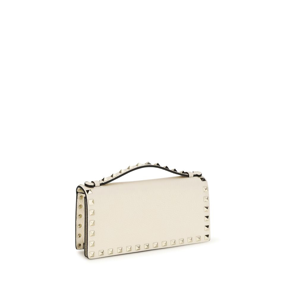 Valentino Garavani Rockstud Beige Calfskin Chain Wallet Crossbody
