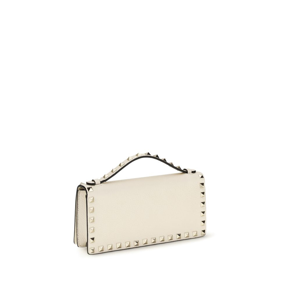 Valentino Garavani Rockstud Beige Calfskin Chain Wallet Crossbody