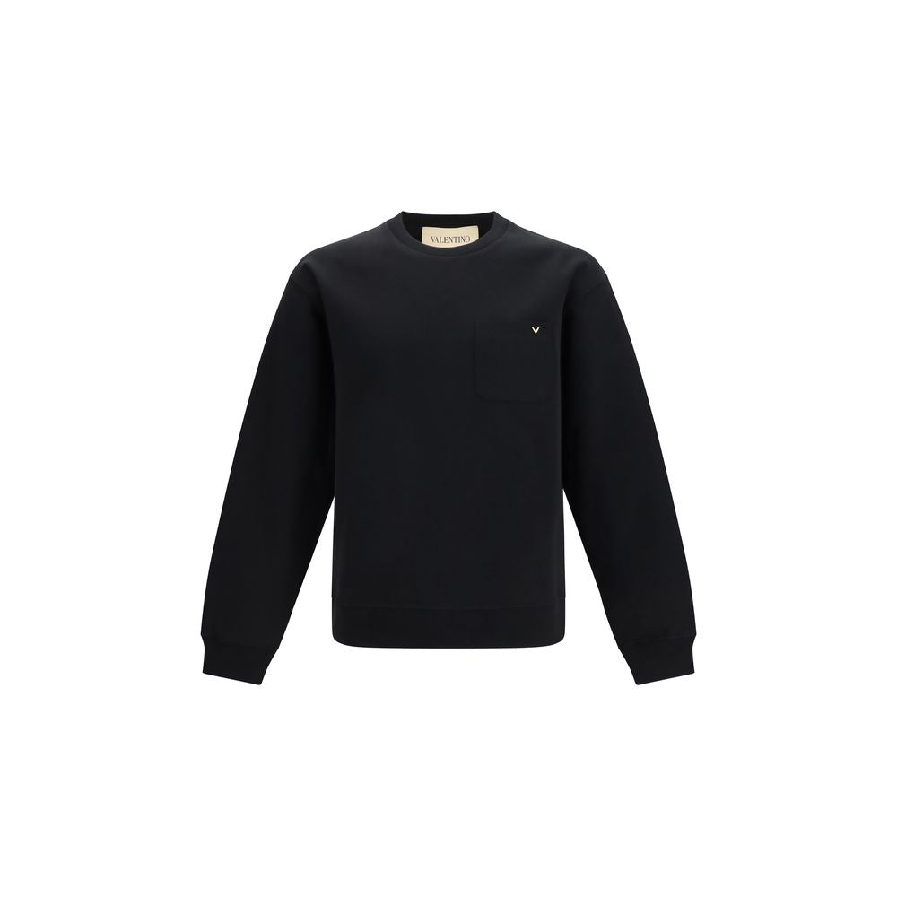 Valentino Garavani Black Cotton VLogo Crew Neck Sweatshirt AW26