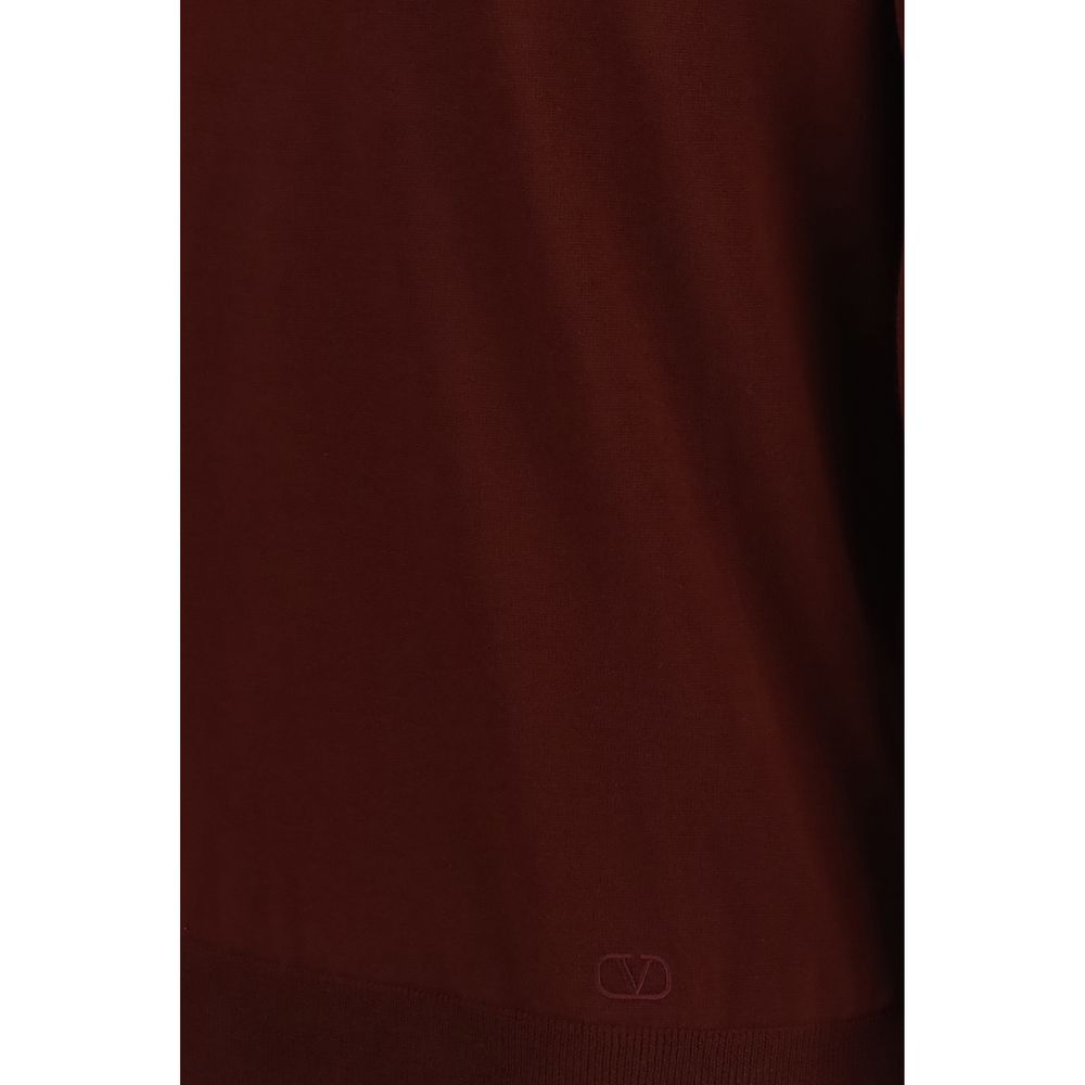 Valentino Garavani VLogo Long-Sleeve Merino Wool Polo Shirt in Bordeaux