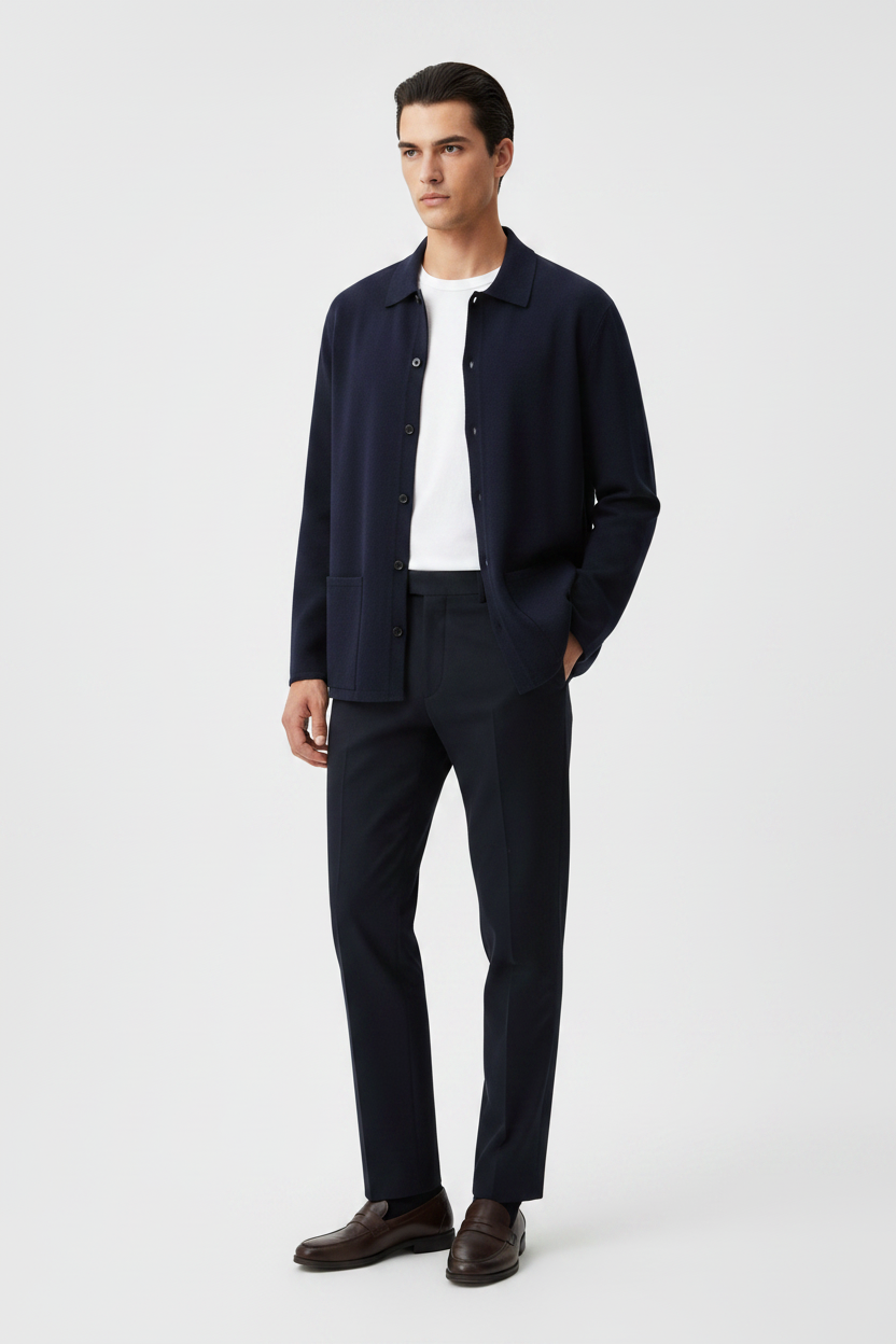Valentino Garavani VLogo Merino Wool Oversized Cardigan in Blue