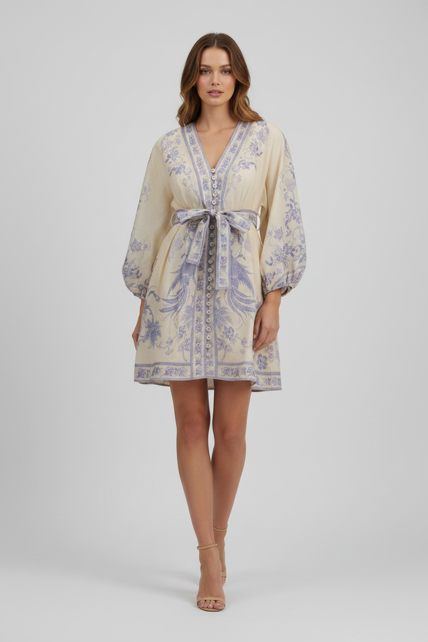 Multicolor Linen Casual Dress