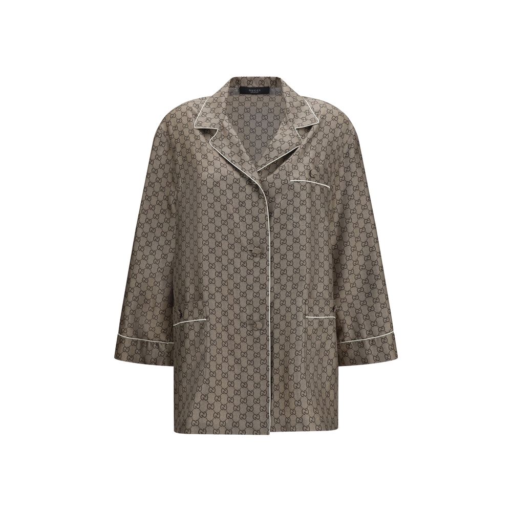 Camisa de seda color beige