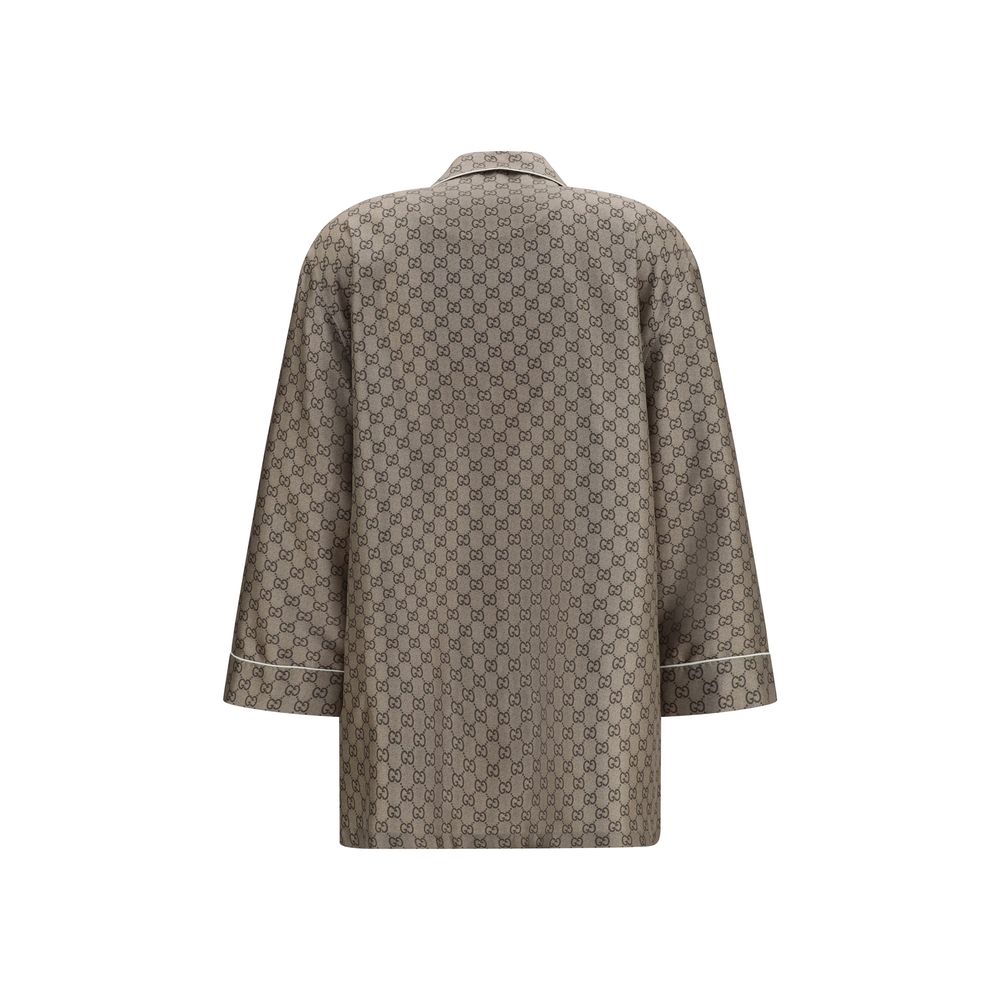 Camisa de seda color beige