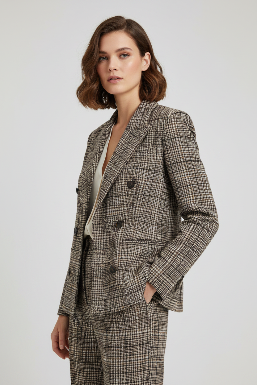 Brunello Cucinelli Multicolor Alpaca Wool Double-Breasted Jacket AW26