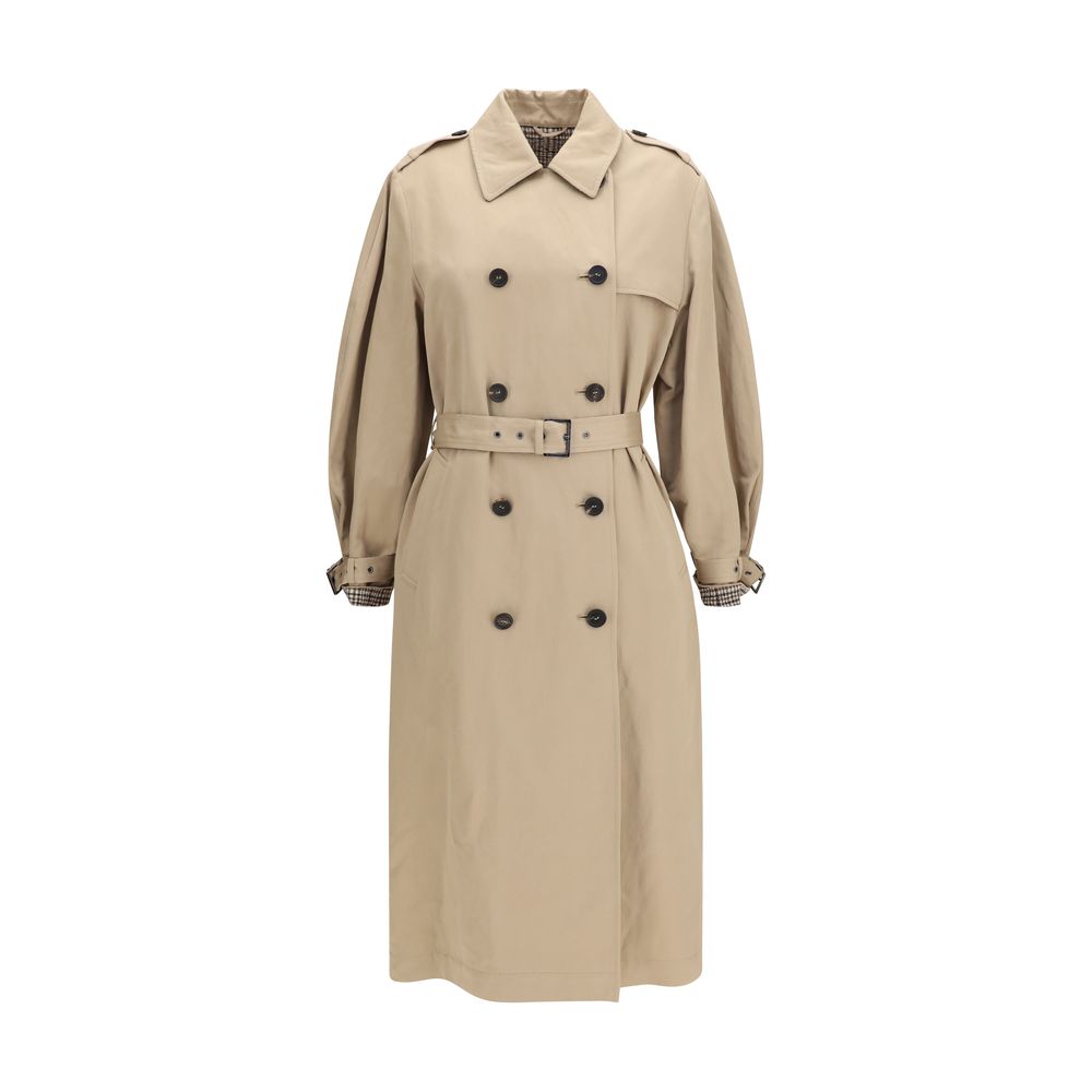 Brunello Cucinelli Beige Cotton Linen Trench Coat AW26