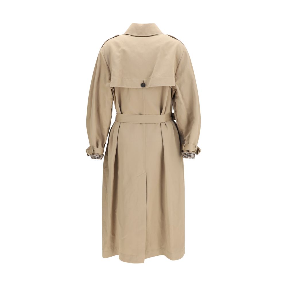 Brunello Cucinelli Beige Cotton Linen Trench Coat AW26