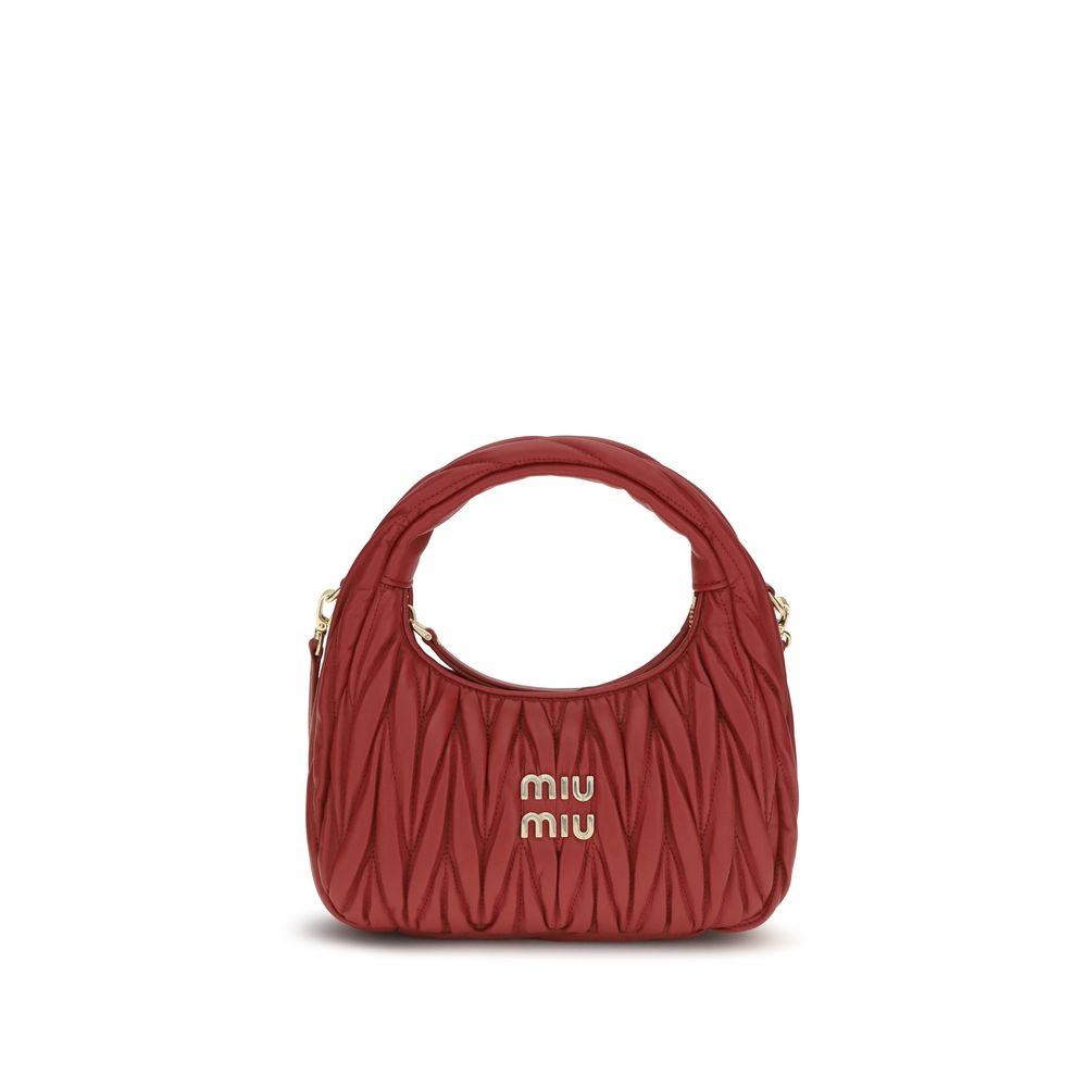 Miu Miu Matelassé Quilted Calf Leather Hobo Handbag in Red | AW26