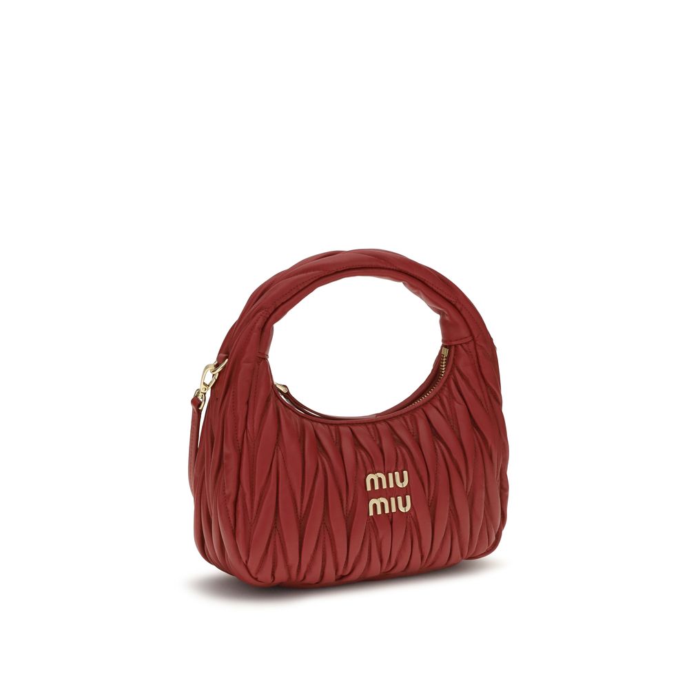 Miu Miu Matelassé Quilted Calf Leather Hobo Handbag in Red | AW26