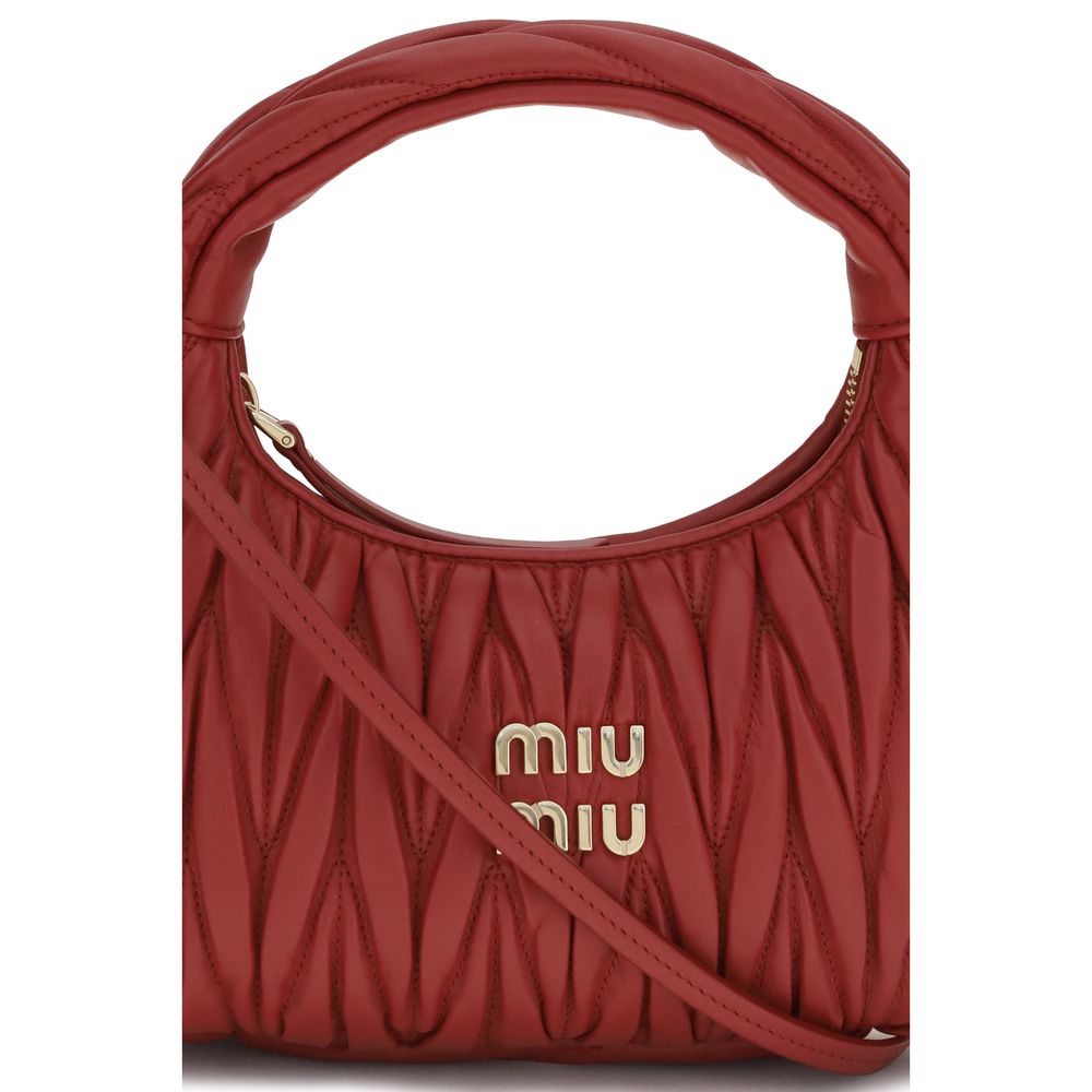 Miu Miu Matelassé Quilted Calf Leather Hobo Handbag in Red | AW26