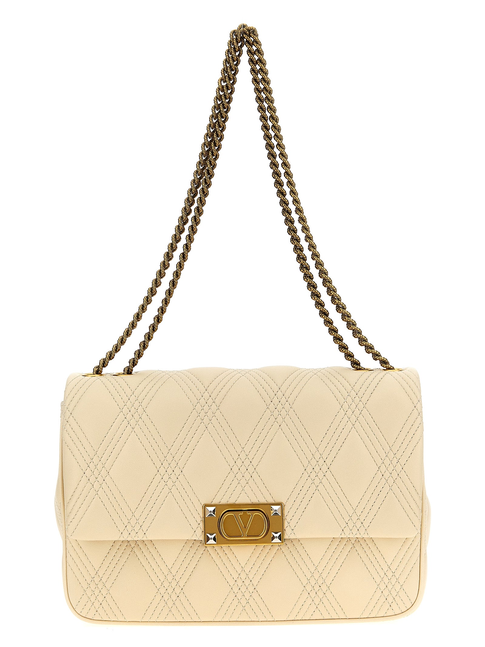 Valentino Garavani Quiltie 67 White Quilted Lambskin Shoulder Bag Women