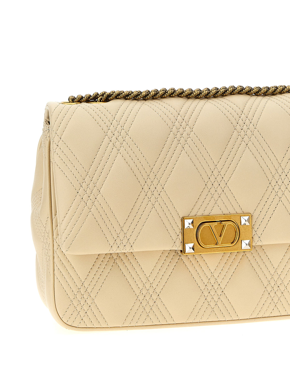 Valentino Garavani Quiltie 67 White Quilted Lambskin Shoulder Bag Women