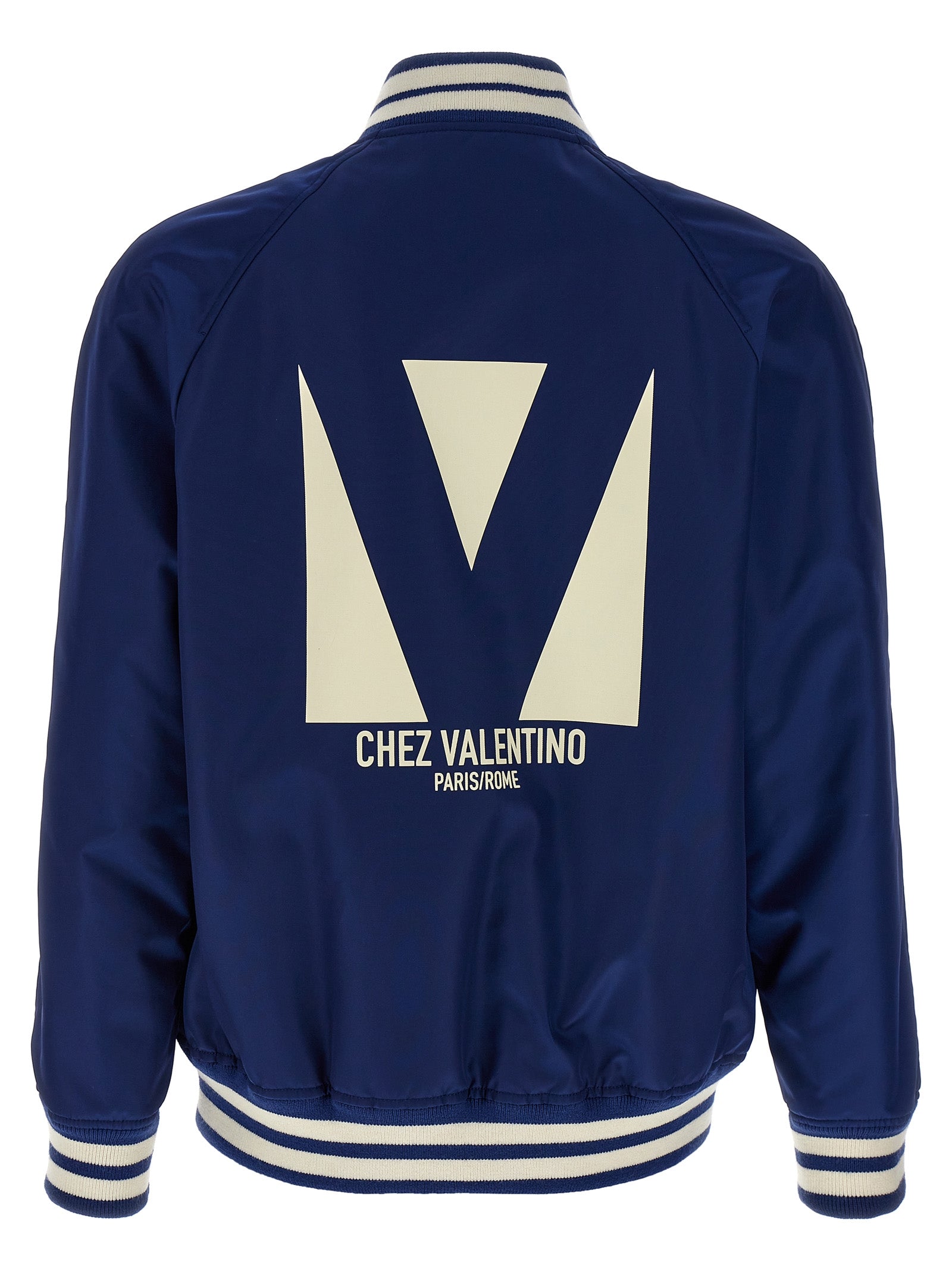 Valentino Garavani Chez Valentino Blue Polyamide Bomber Jacket