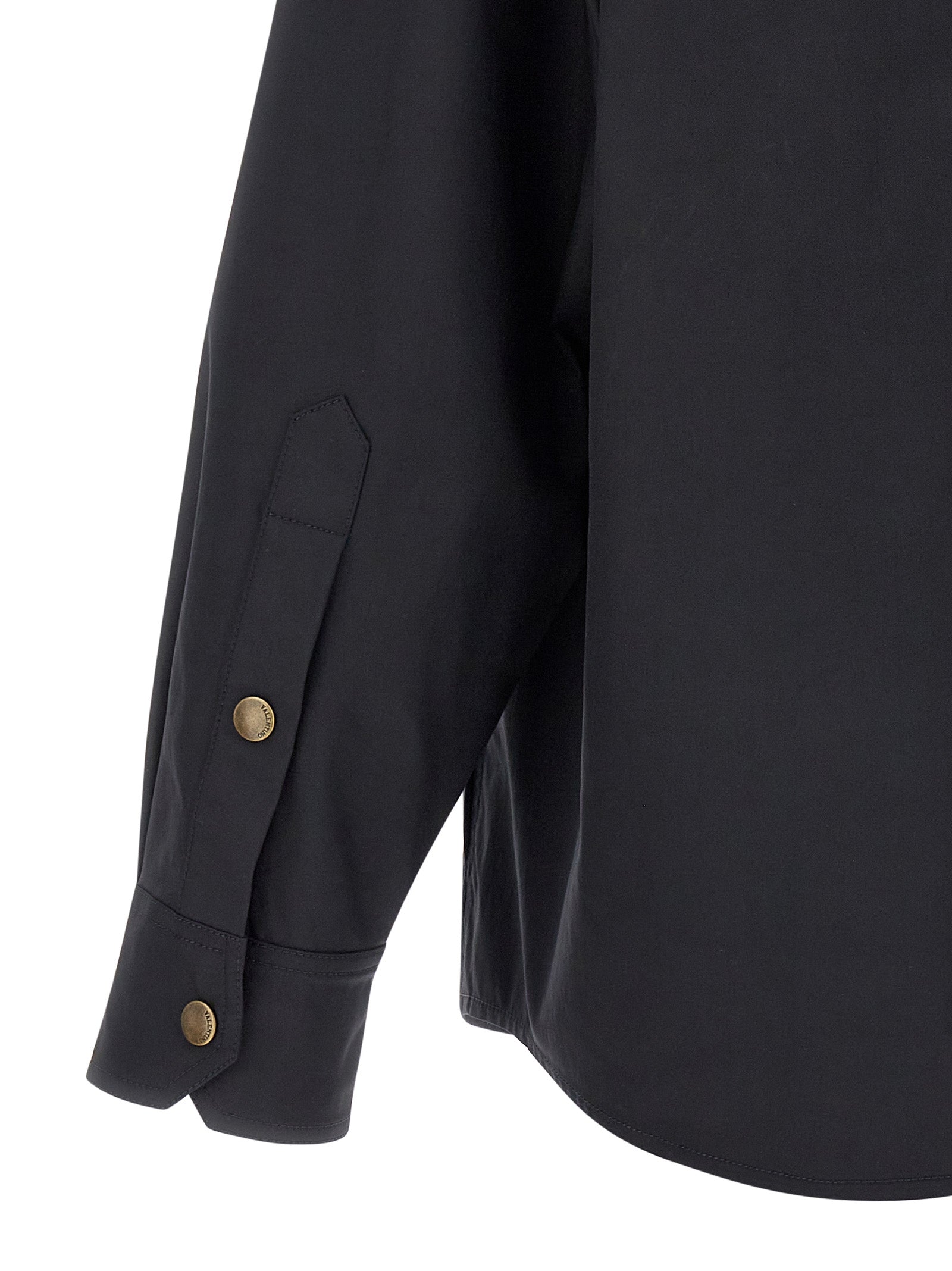 Valentino Garavani Shirt-Style Nylon Jacket in Blue | V Detail | Made in Italy