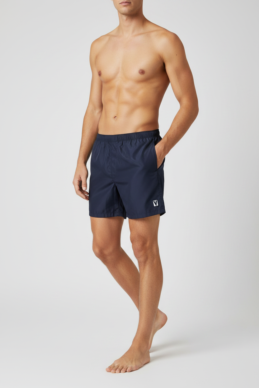 Valentino Garavani Chez Valentino Blue Polyamide Swim Shorts