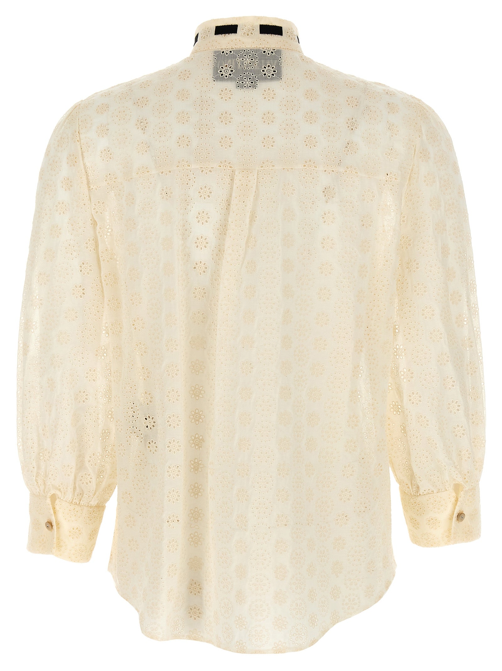 Valentino Garavani Daisy Sangallo White Cotton Polka Dot Blouse