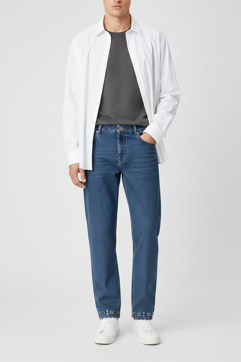 Valentino Garavani Boule Straight-Leg Cotton Jeans in Blue | Made in Italy