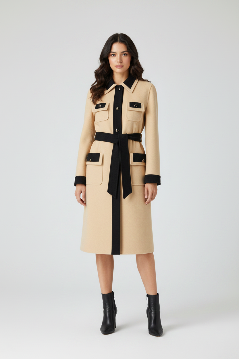 Valentino Garavani Beige Virgin Wool & Cashmere Midi Coat