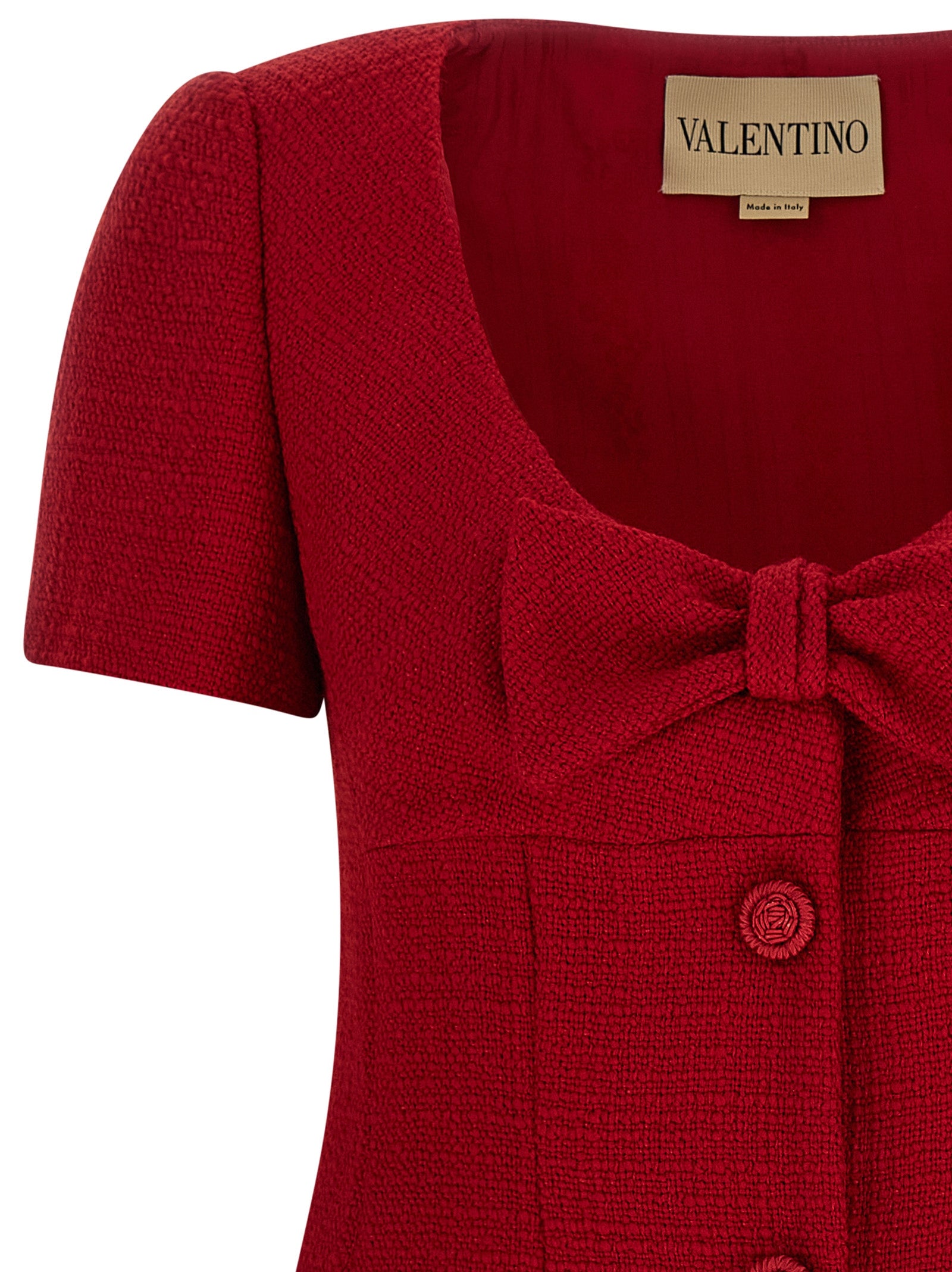 Valentino Garavani Red Wool Tweed Mini Dress – VLogo Jacquard