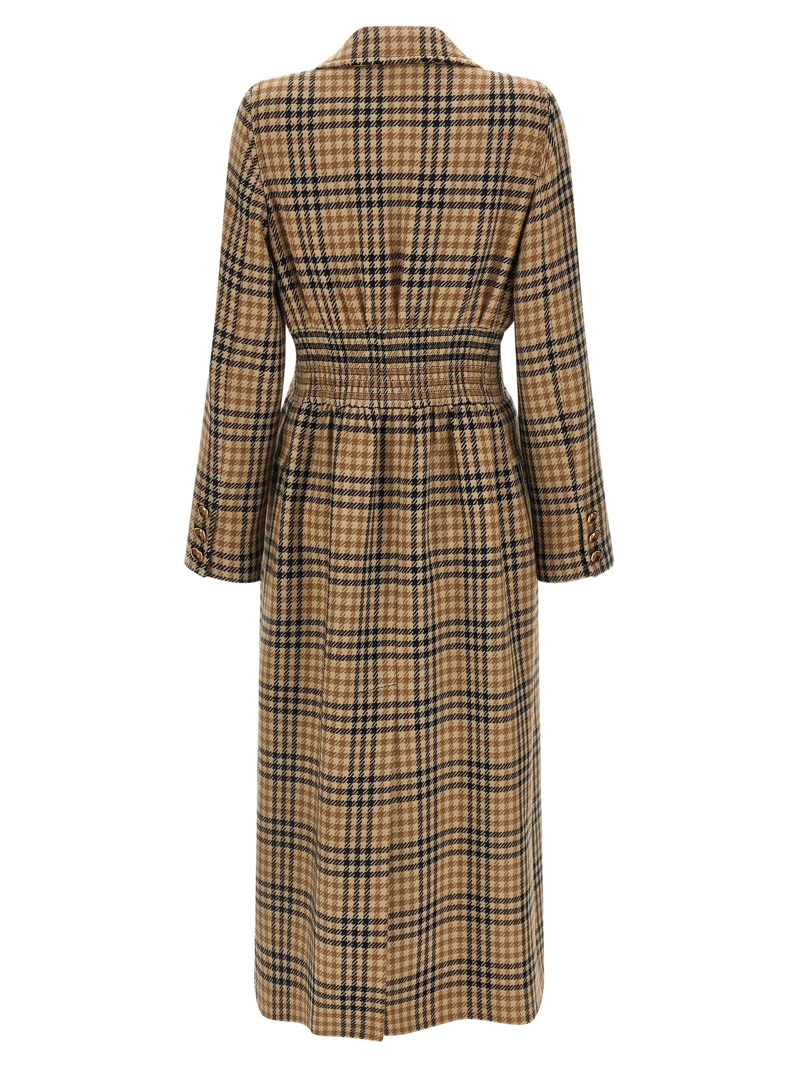 Valentino Garavani Double-Breasted Virgin Wool Long Coat in Brown