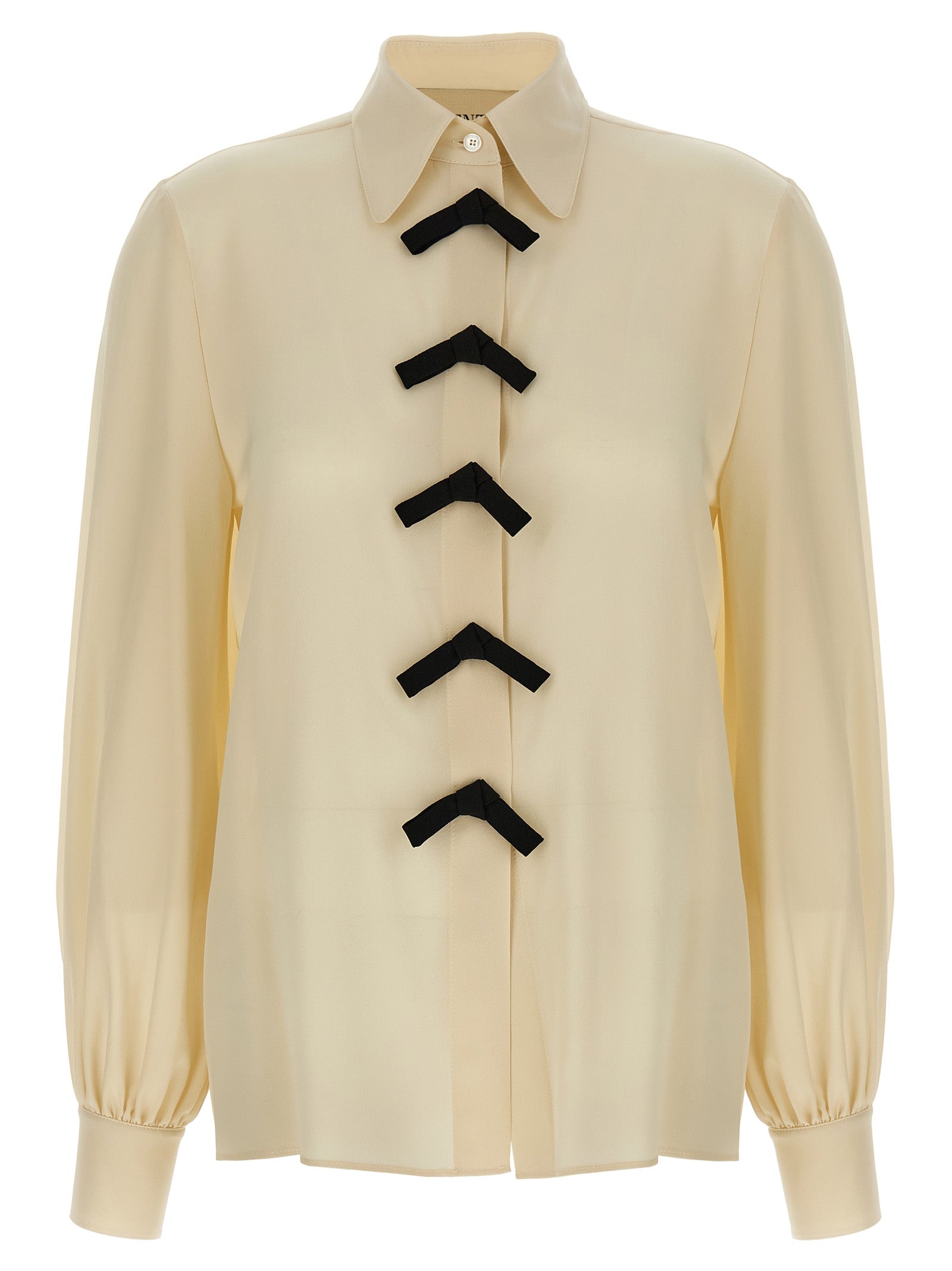 Valentino Garavani De Chine Beige Silk Blouse