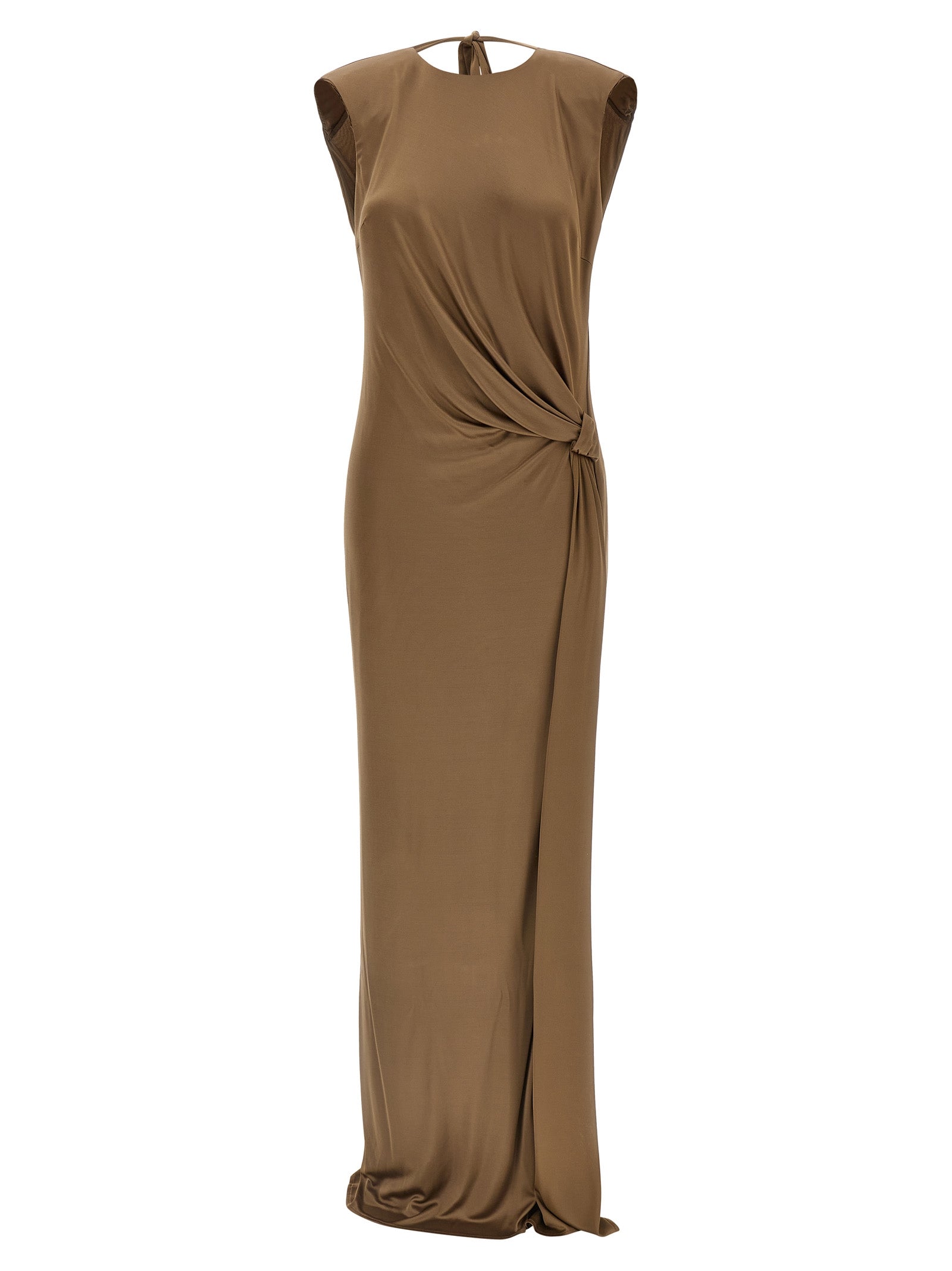 Beige Viscose Long Dress Elisabetta Franchi – Red Carpet