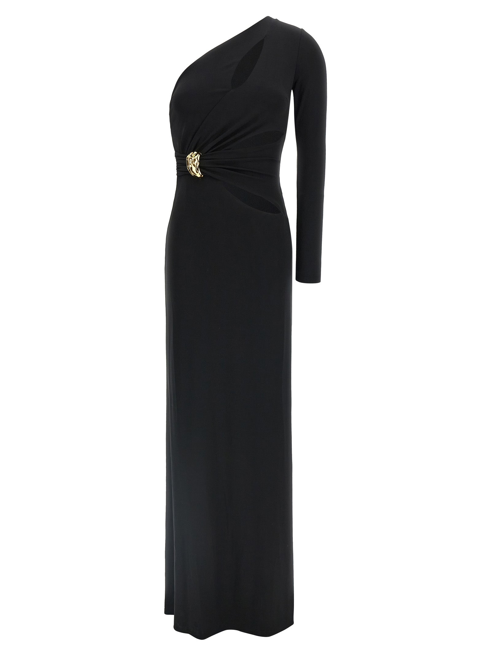 Black Viscose One-Shoulder Long Dress Elisabetta Franchi – Red Carpet