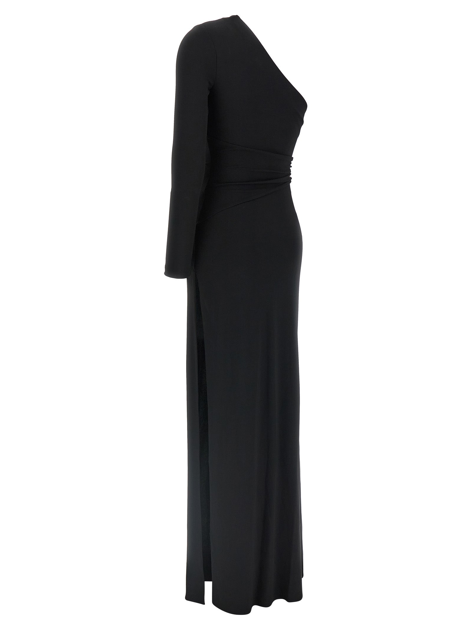 Black Viscose One-Shoulder Long Dress Elisabetta Franchi – Red Carpet