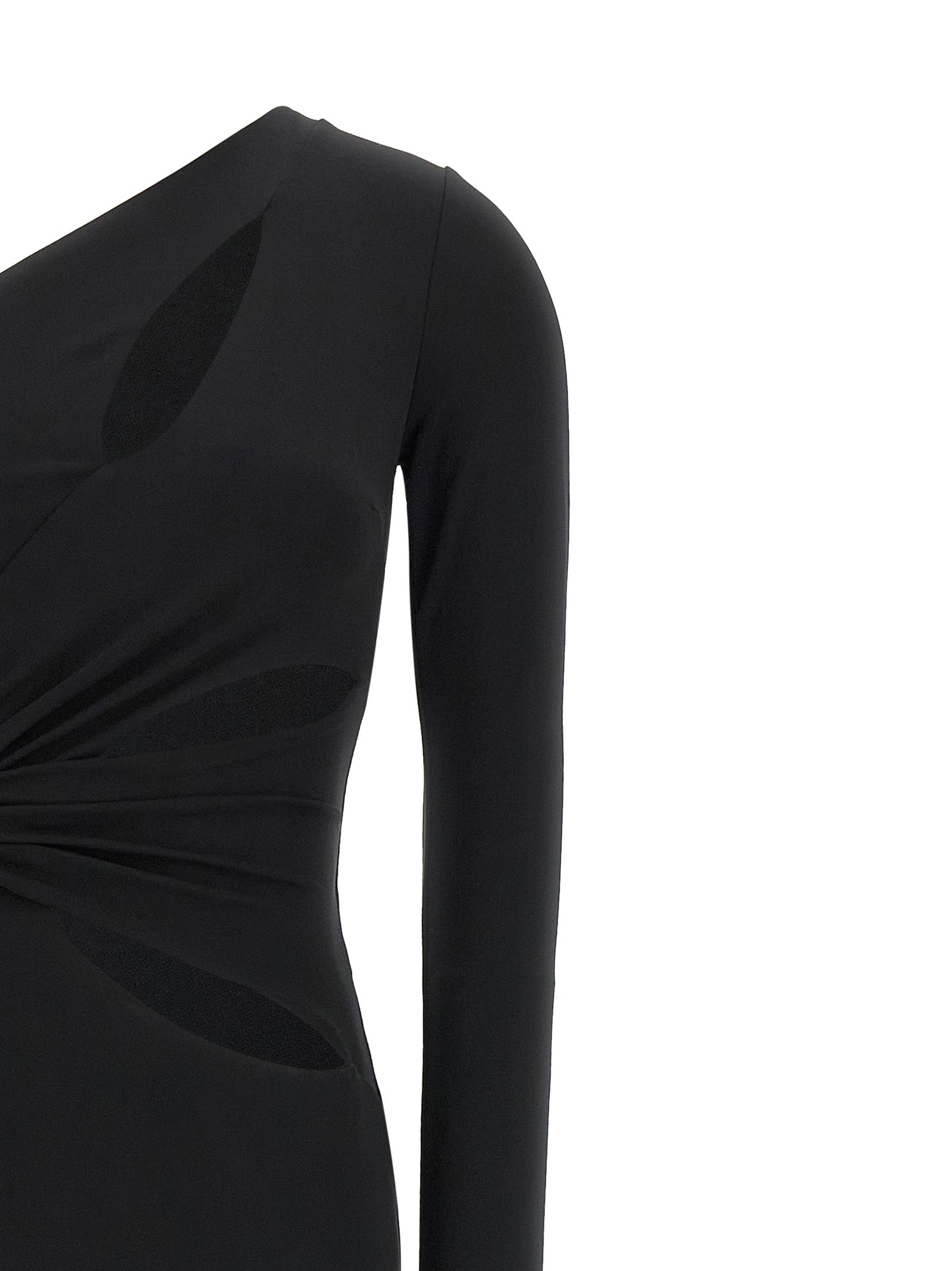 Black Viscose One-Shoulder Long Dress Elisabetta Franchi – Red Carpet