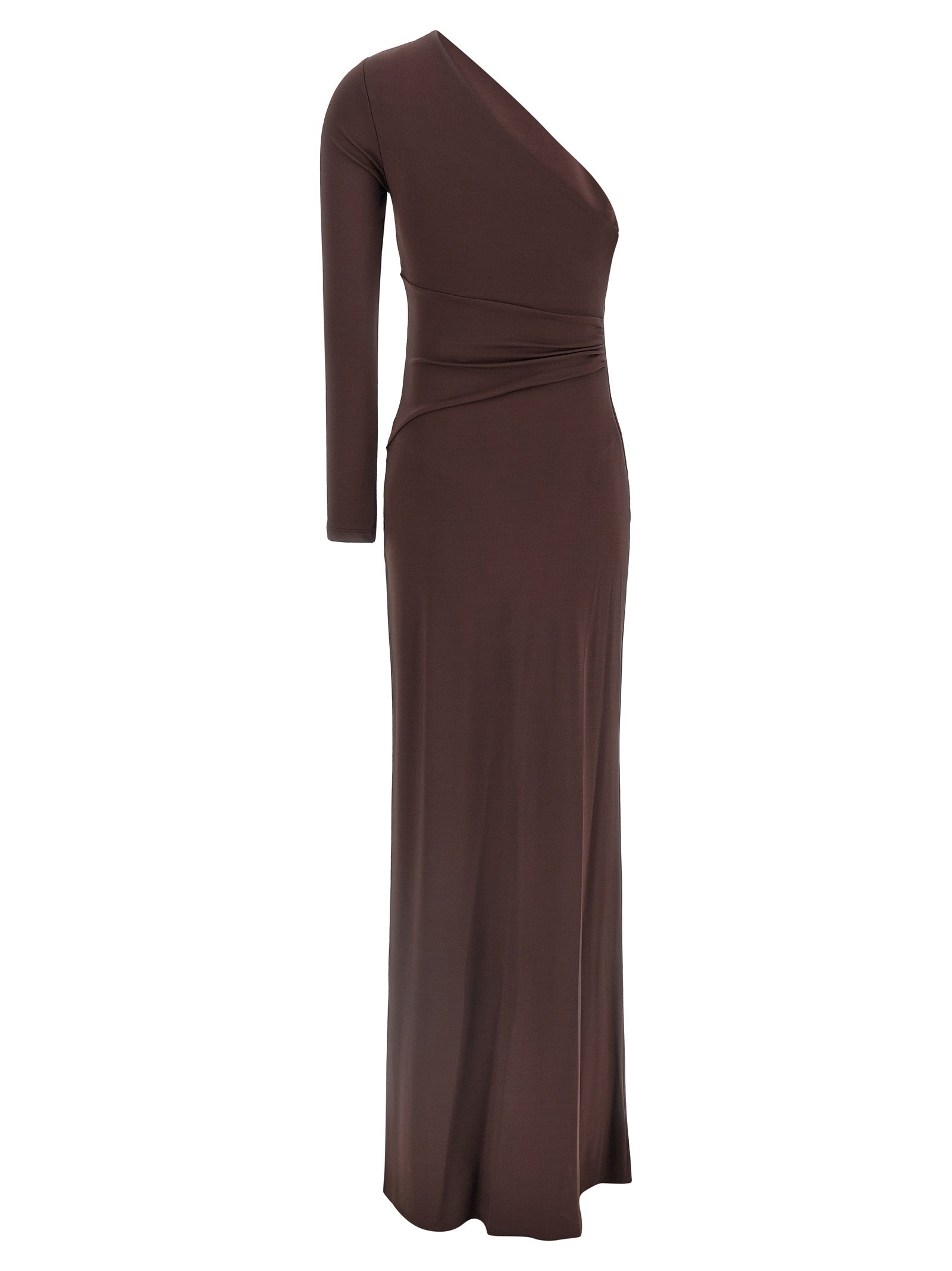 Brown One-Shoulder Long Dress Elisabetta Franchi – Red Carpet