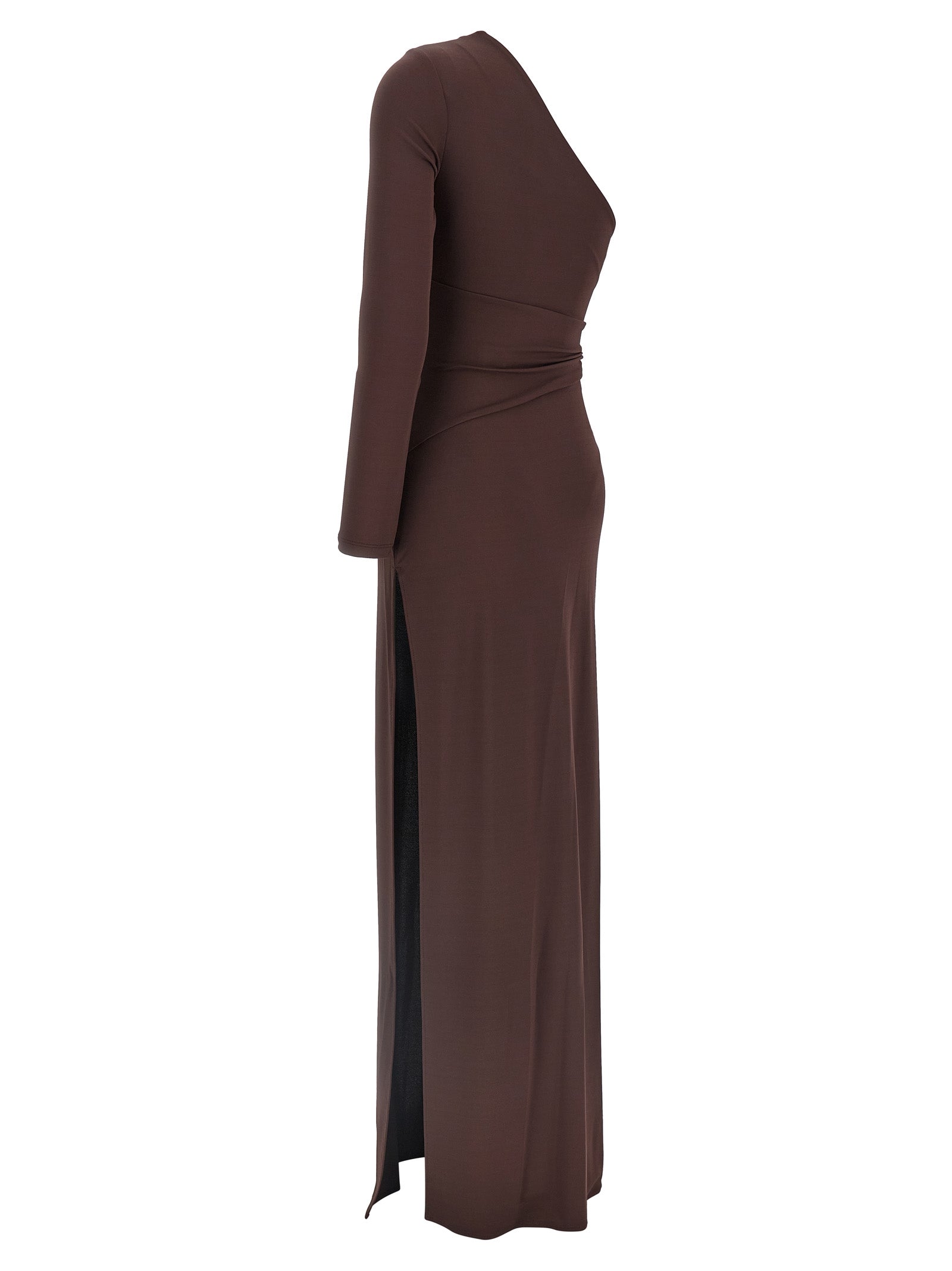 Brown One-Shoulder Long Dress Elisabetta Franchi – Red Carpet