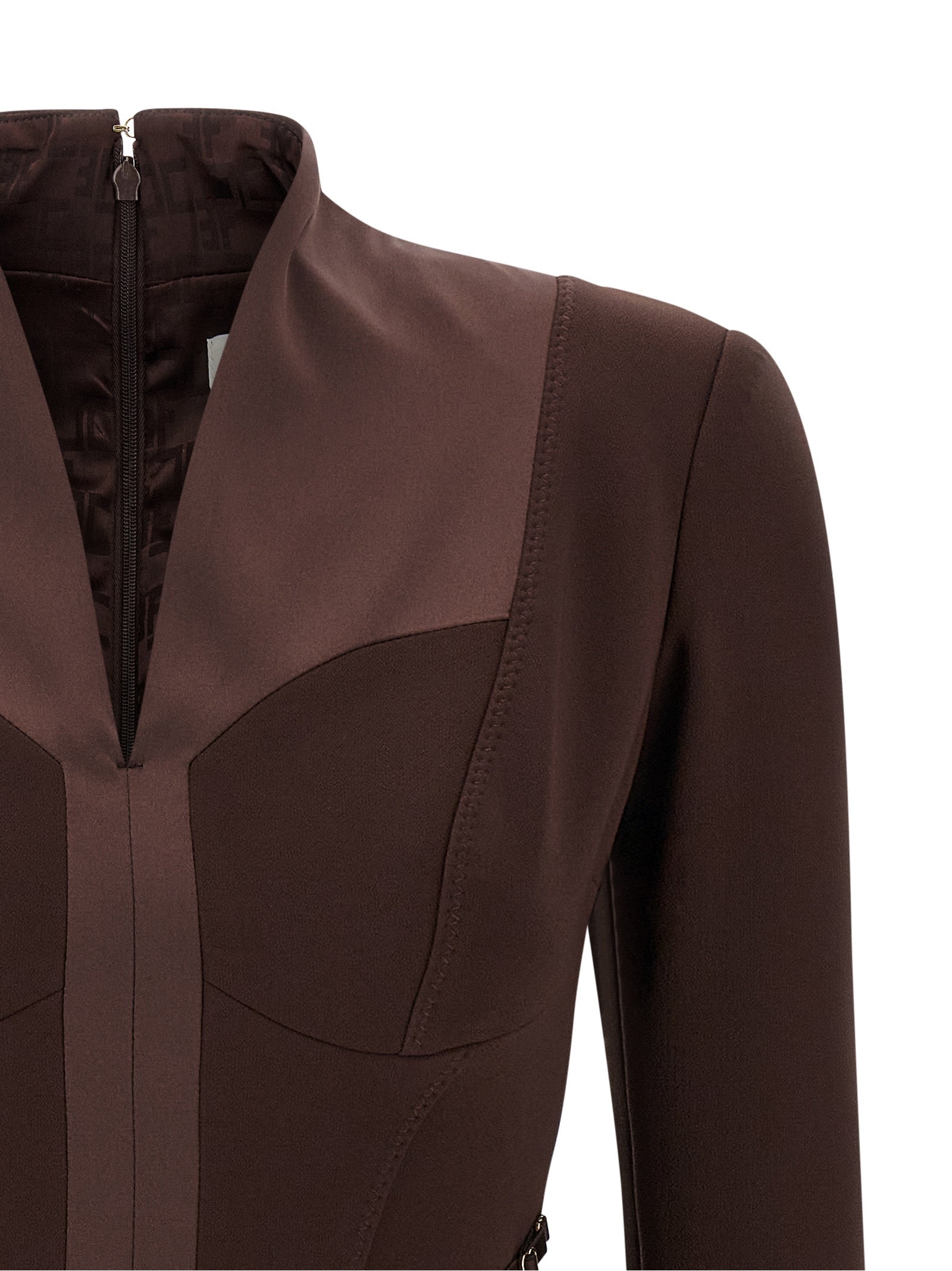 Brown Stretch Crêpe Mini Dress Elisabetta Franchi – Corset Edition