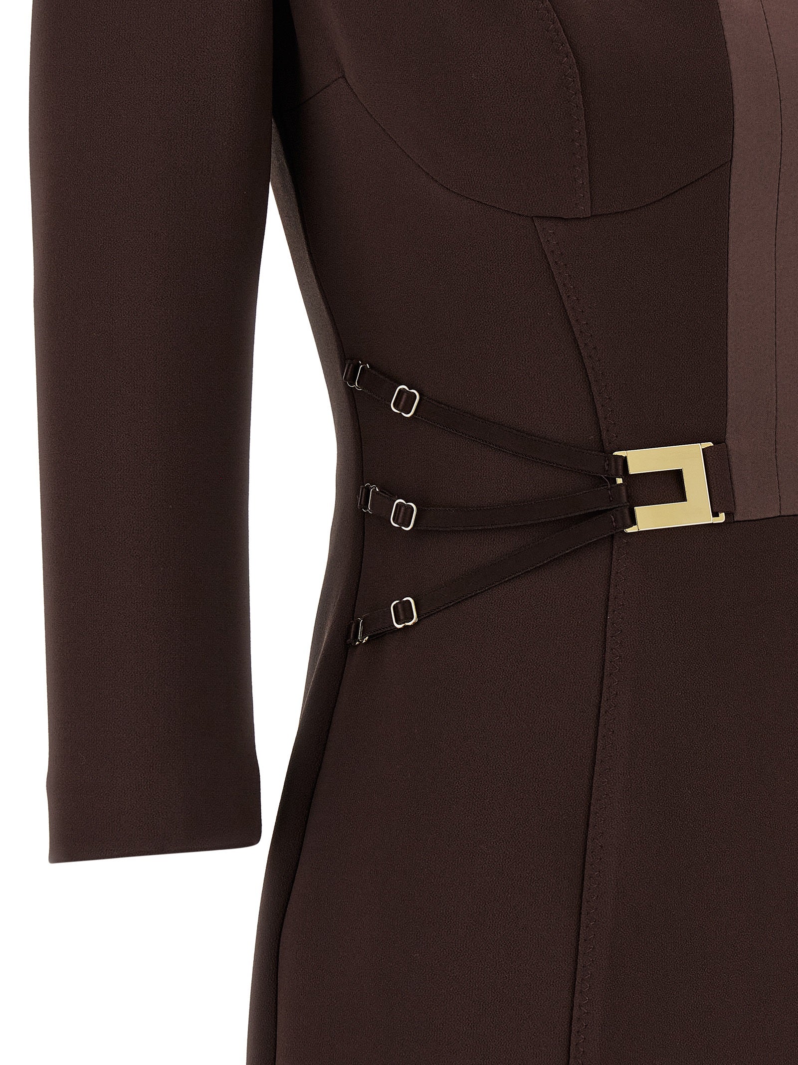 Brown Stretch Crêpe Mini Dress Elisabetta Franchi – Corset Edition