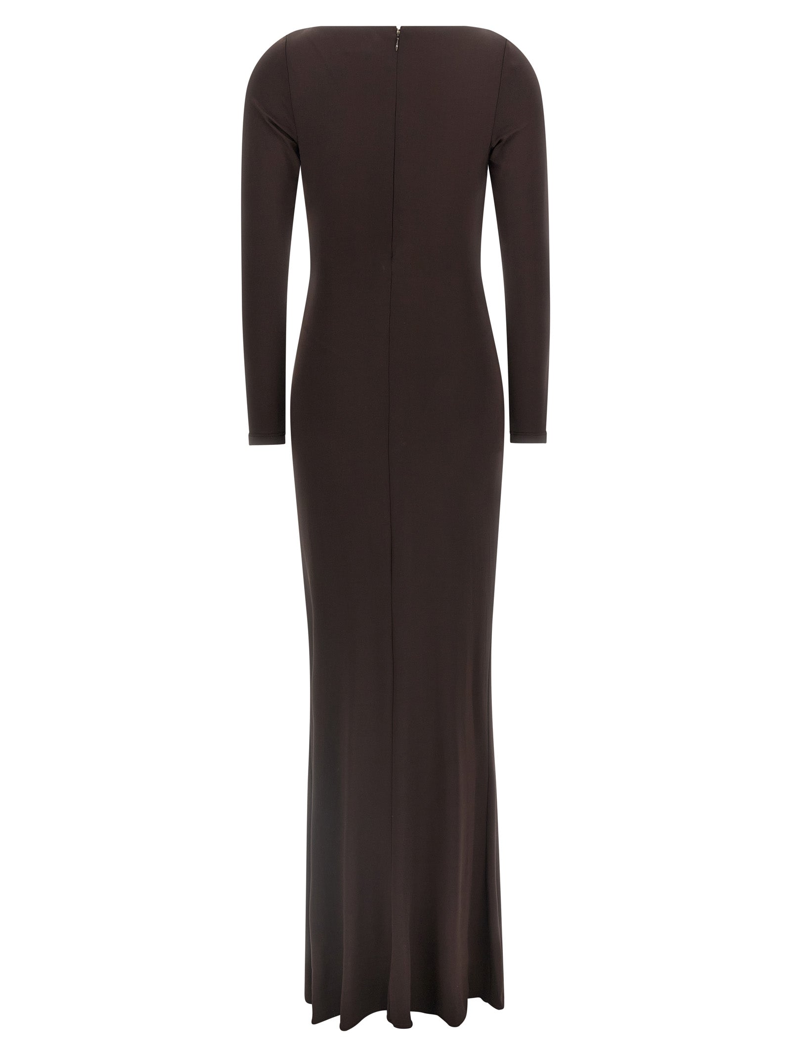 Brown Viscose Long Dress Elisabetta Franchi – Red Carpet