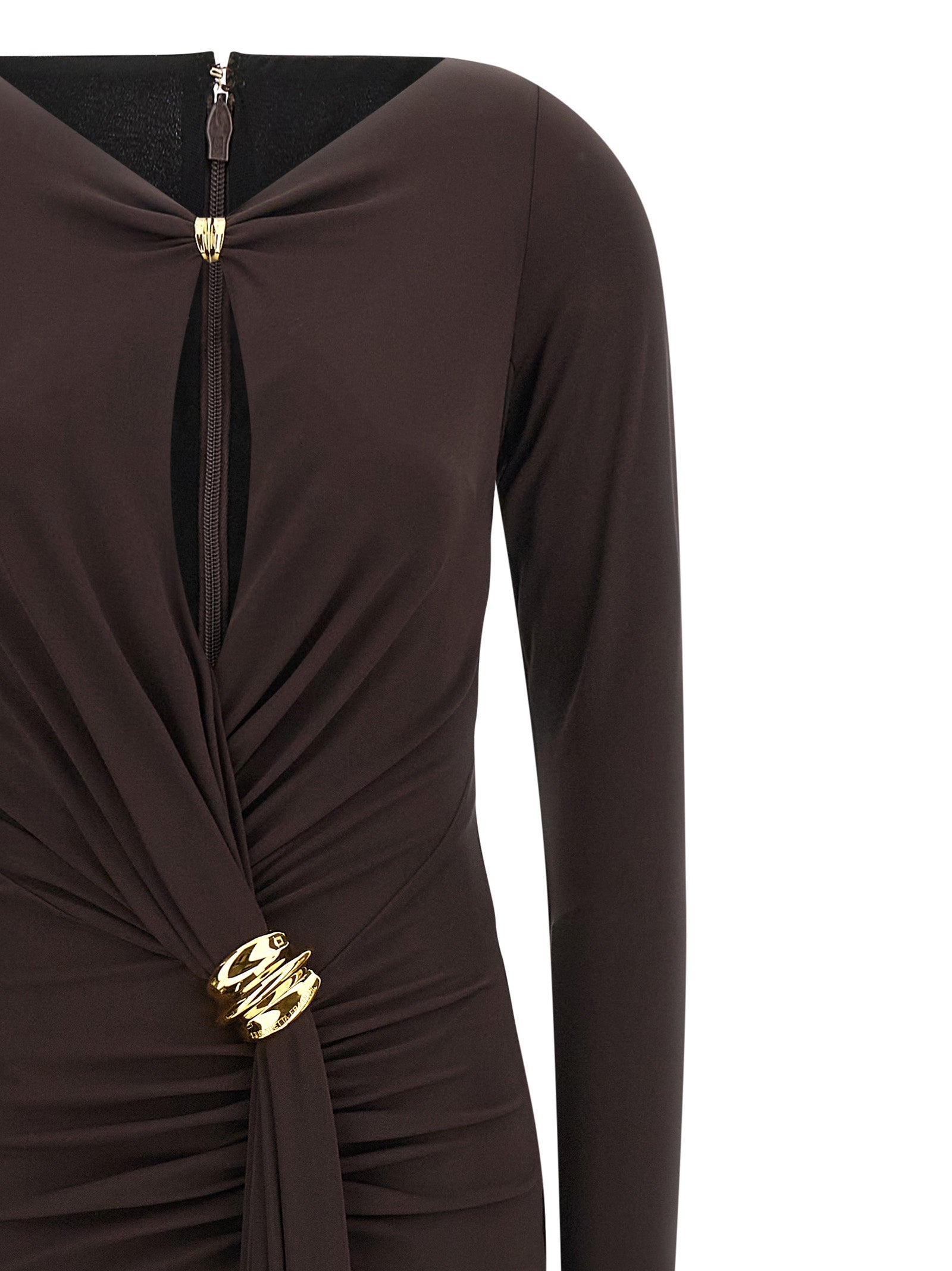 Brown Viscose Long Dress Elisabetta Franchi – Red Carpet