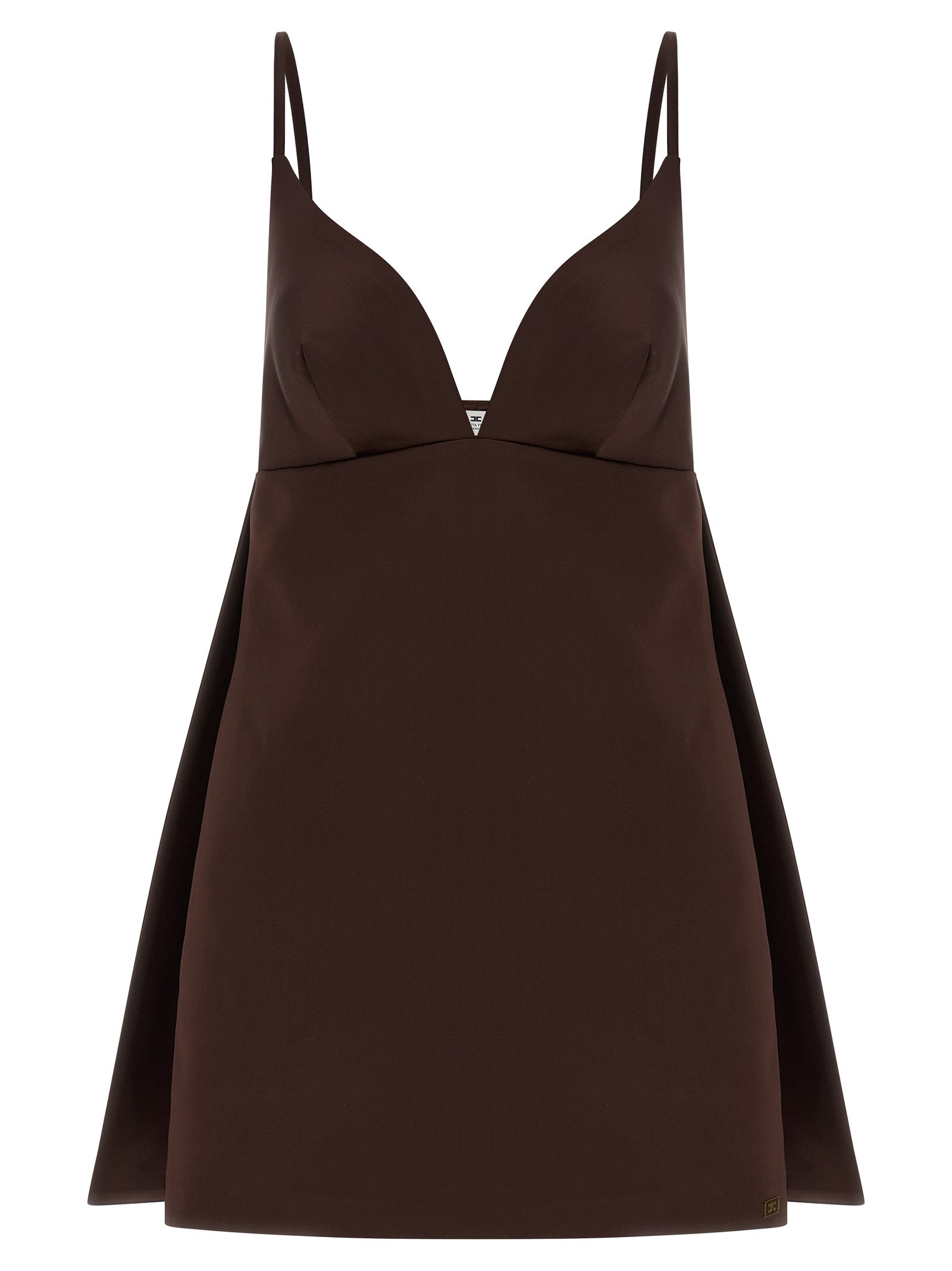 Elisabetta Franchi Cape-Back Mini Dress in Brown | Made in Italy