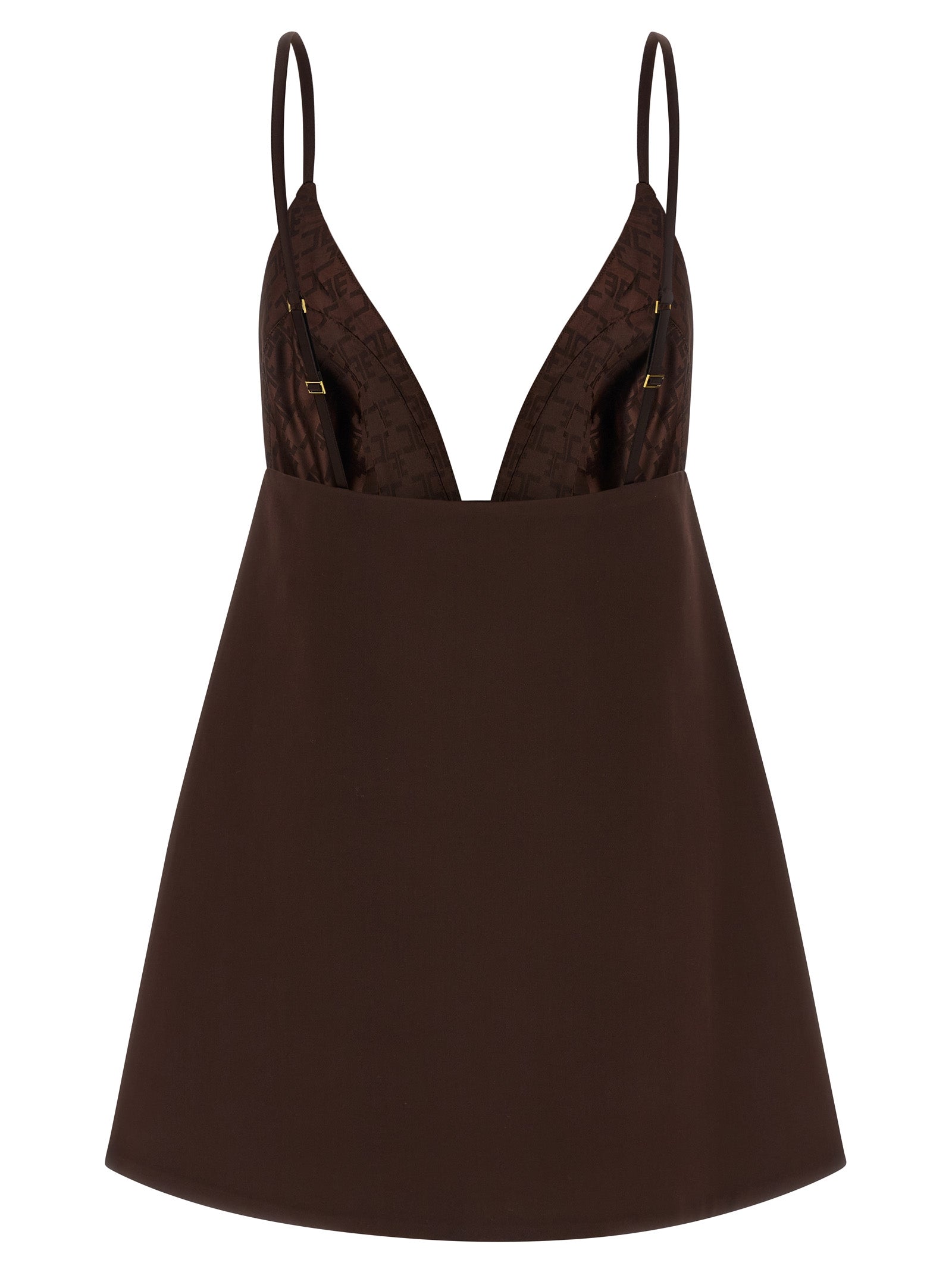 Elisabetta Franchi Cape-Back Mini Dress in Brown | Made in Italy
