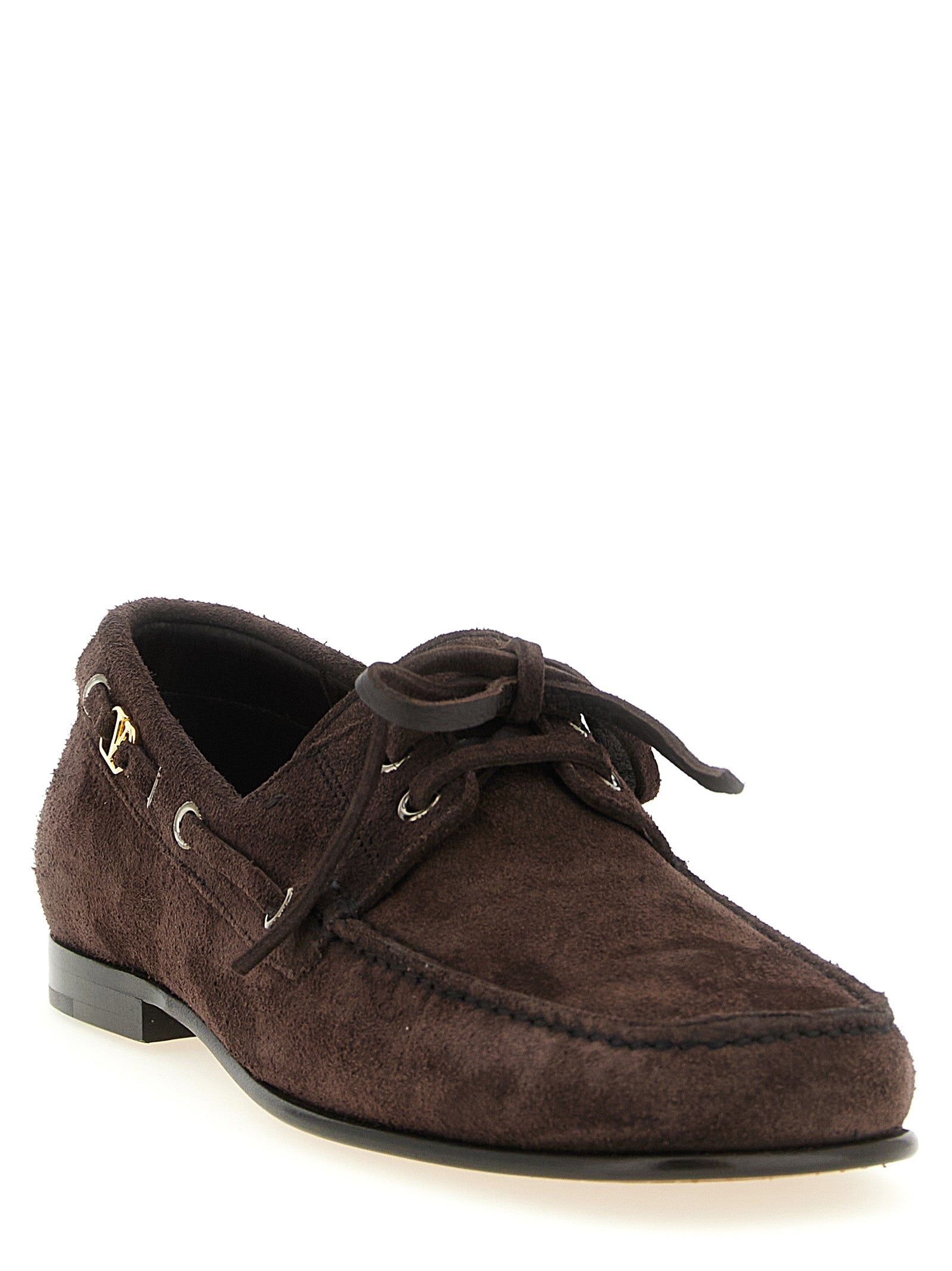 Valentino Garavani Palm Avenue Brown Suede Boat Shoe Loafers VLogo