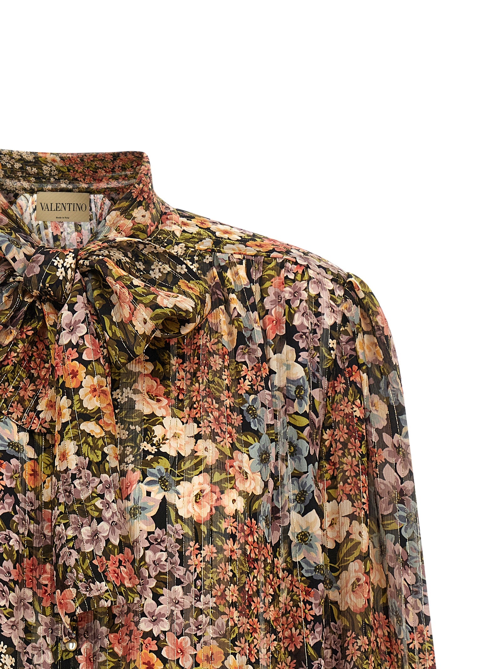Valentino Garavani Après l'Hiver Fiorellini Silk Lamé Blouse in Multicolor