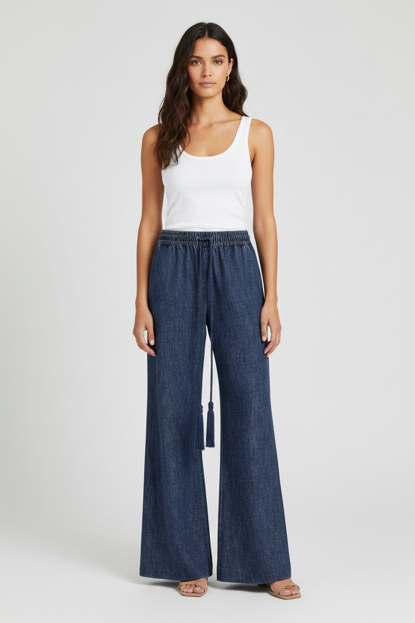 Valentino Garavani Wide Flared Denim Jeans in Blue | Made in Italy