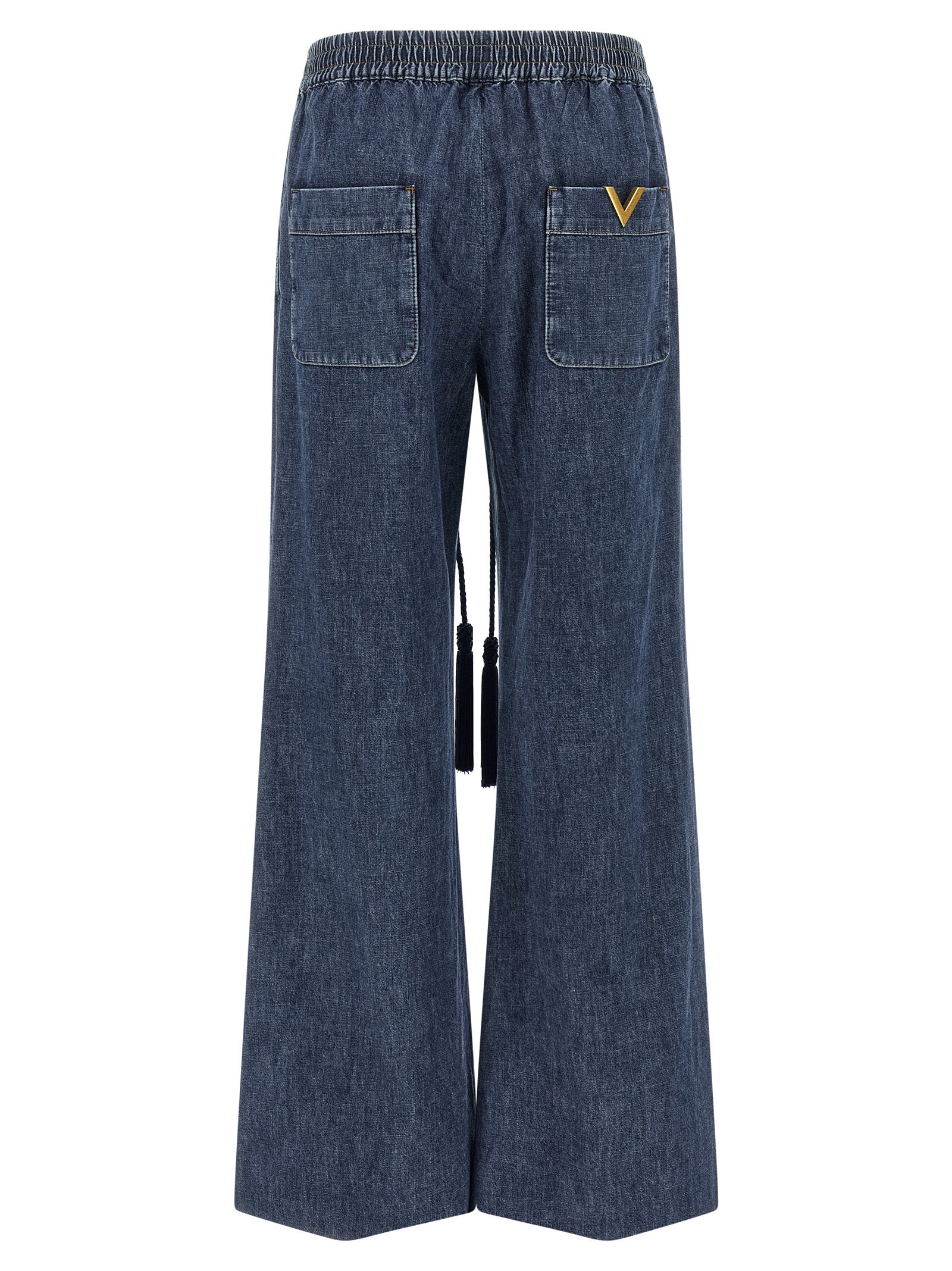 Valentino Garavani Wide Flared Denim Jeans in Blue | Made in Italy