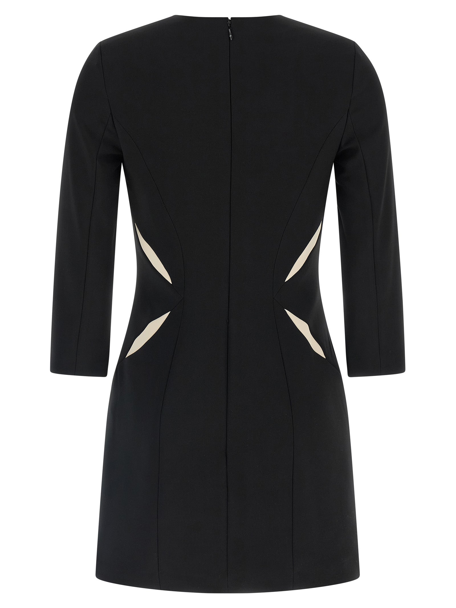 Elisabetta Franchi Logo Mini Dress with Contrast Inserts in Black & Cream