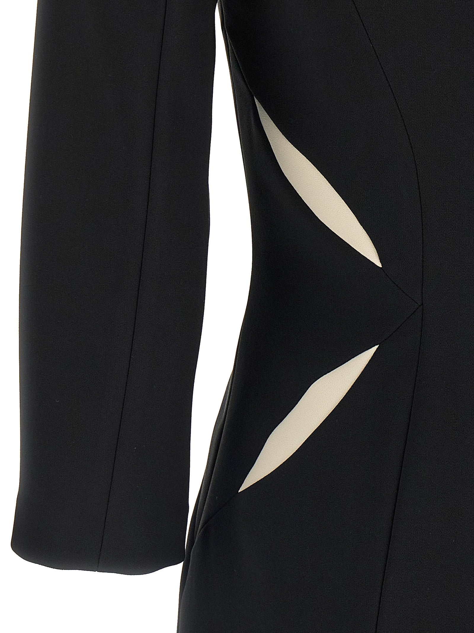 Elisabetta Franchi Logo Mini Dress with Contrast Inserts in Black & Cream