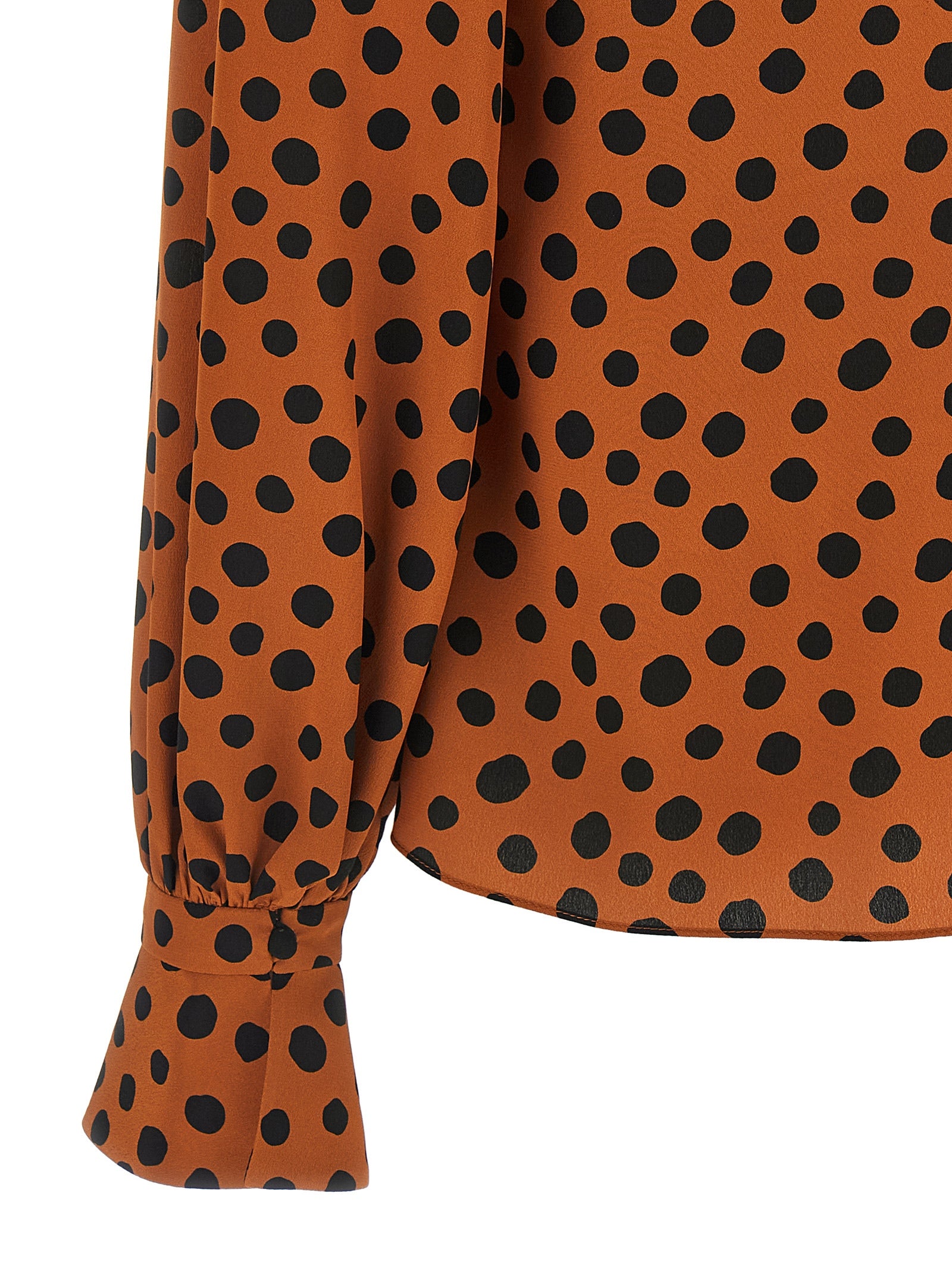 Valentino Garavani Polka Dot Silk Crêpe de Chine Blouse in Terracotta