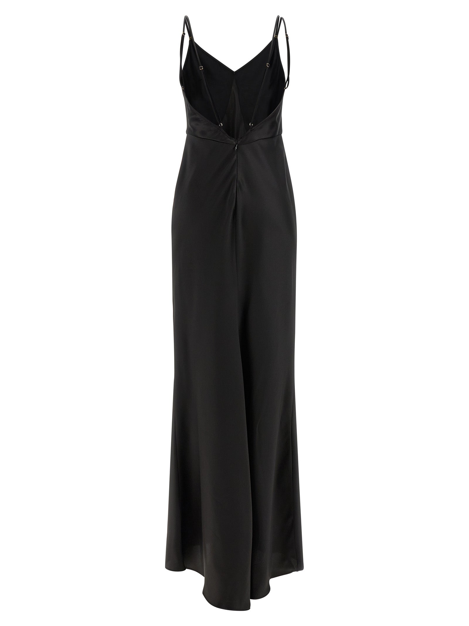Elisabetta Franchi Satin Slip Maxi Dress in Black