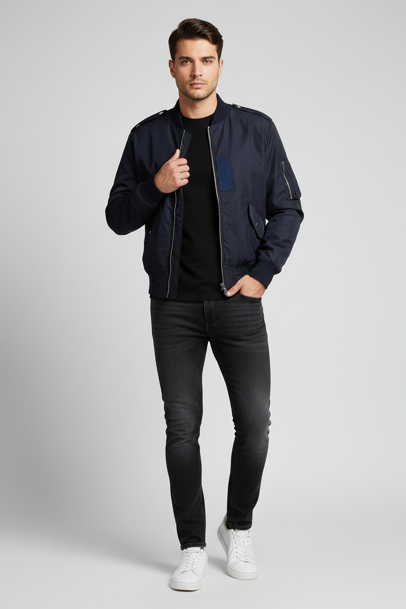 Givenchy Marine Blue Bomber Jacket