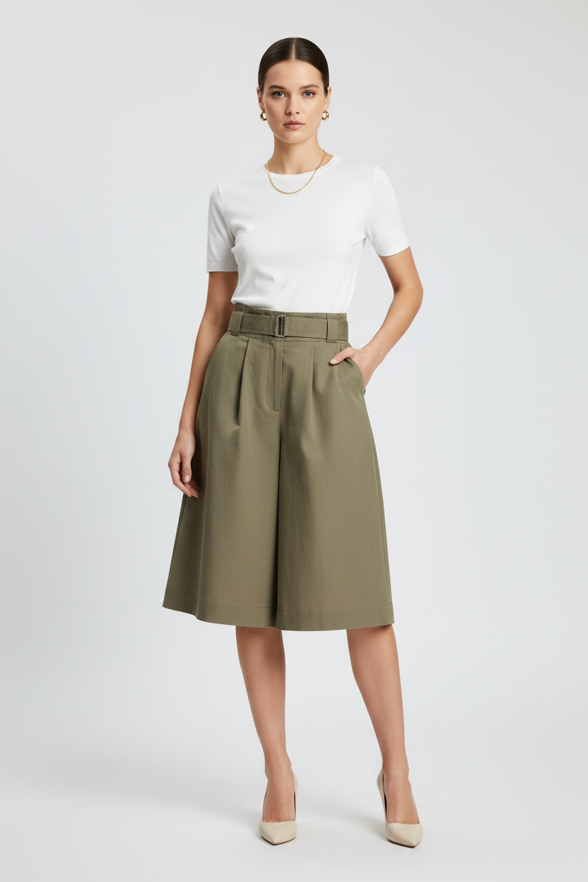 Bicolor Cotton Bermuda Shorts