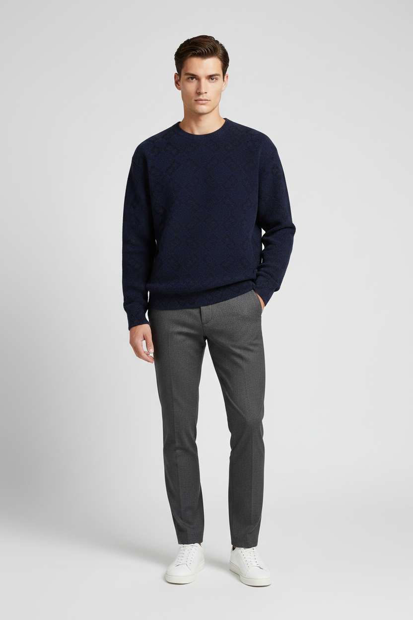 Givenchy Embroidered Logo Wool Blend Sweater in Blue