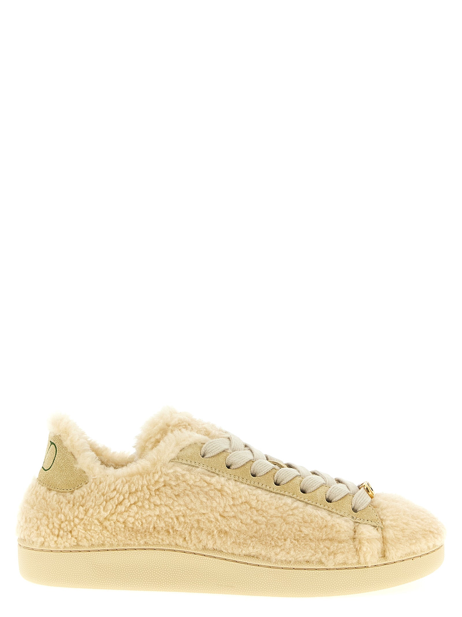 Valentino Garavani Royco Beige Teddy Wool Sneakers VLogo