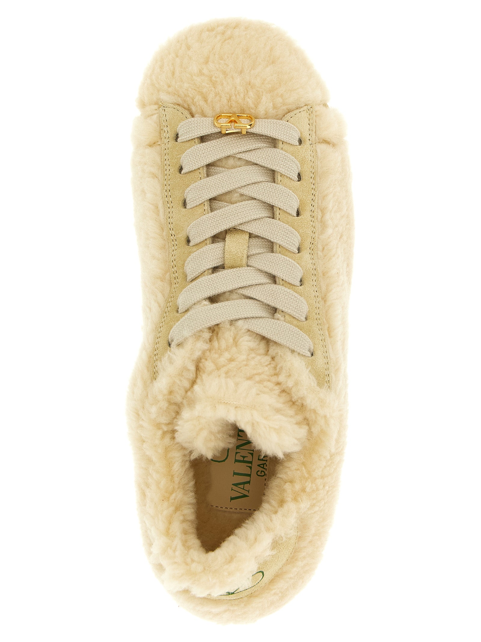 Valentino Garavani Royco Beige Teddy Wool Sneakers VLogo